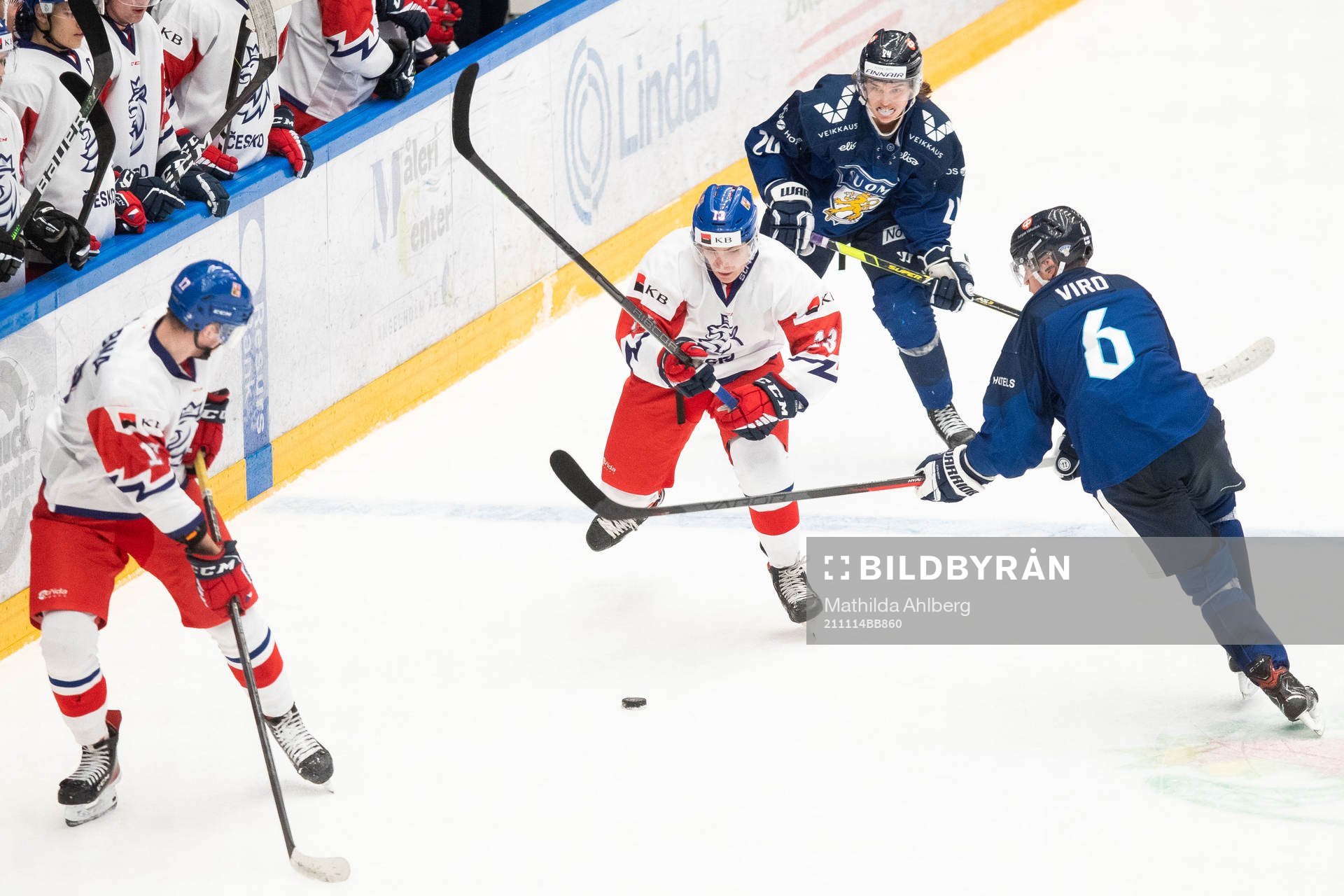 Lukas Pajer of Czech Republic and Ville Koivunen and Eemil