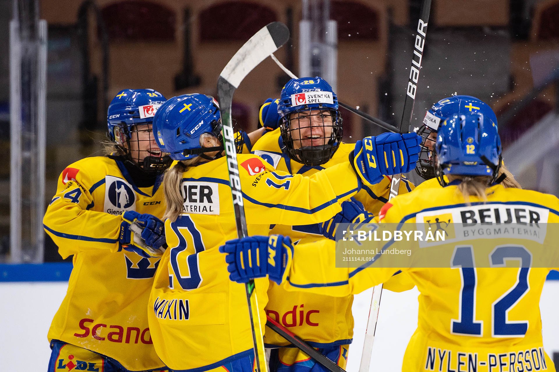 Michelle Löwenhielm of Sweden celebrates scoring 1-0