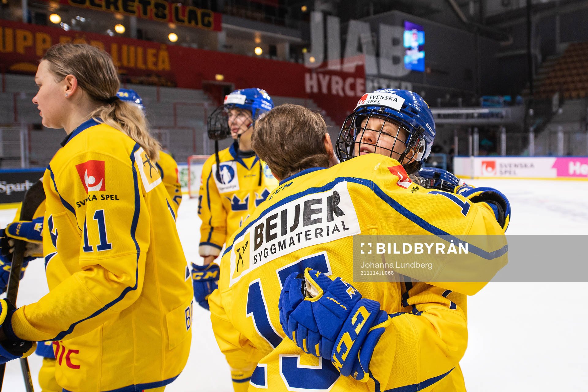 Lisa Johansson and Linnea Hedin of Sweden celebrate