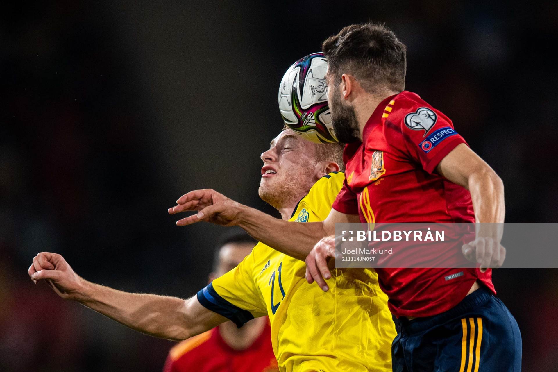 Dejan Kulusevski of Sweden and Jordi Alba of Spain