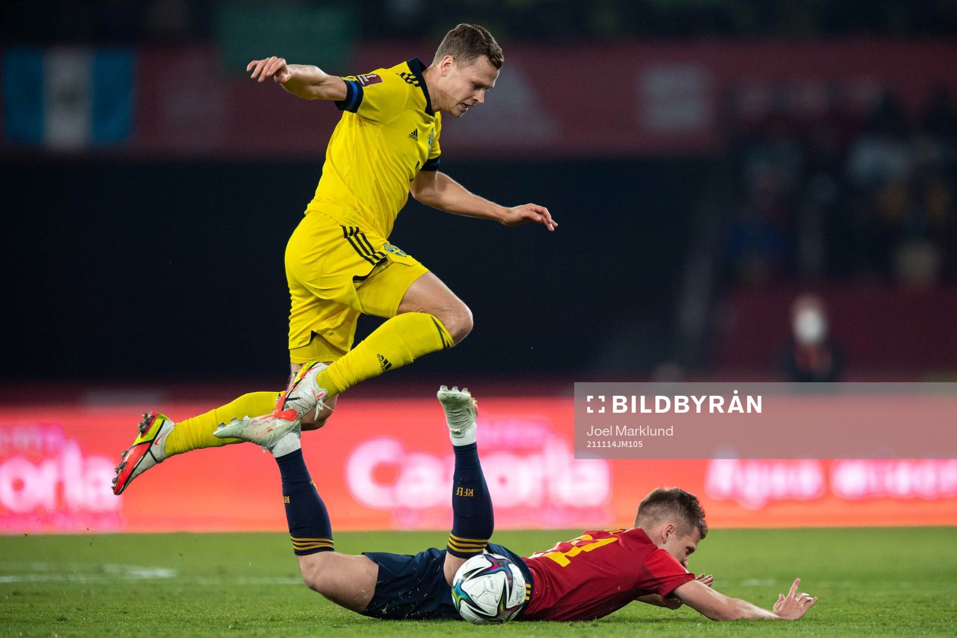 Viktor Claesson of Sweden and Dani Olmo of Spain