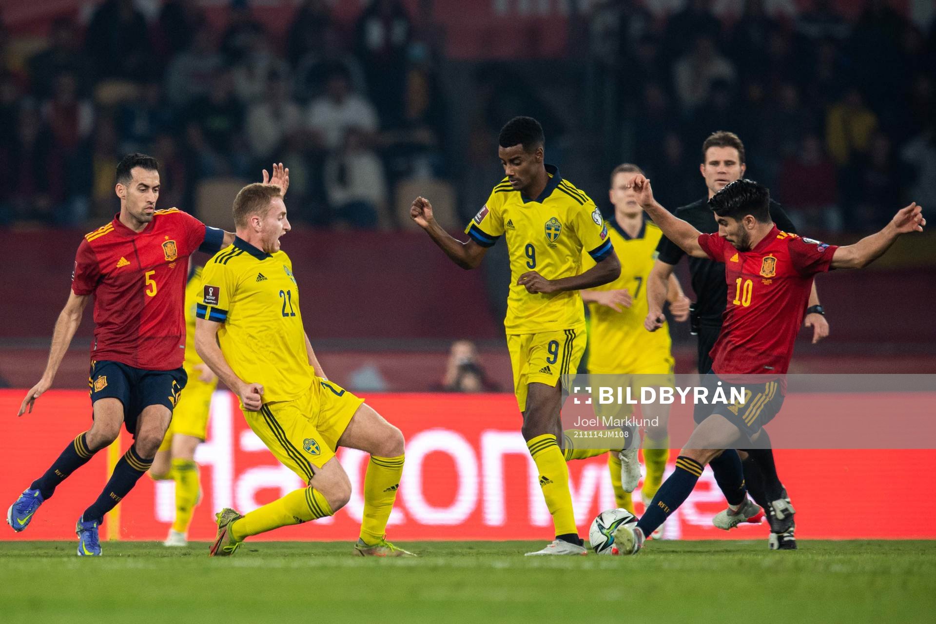 Sergio Busquets and Carlos Soler of Spain against Dejan