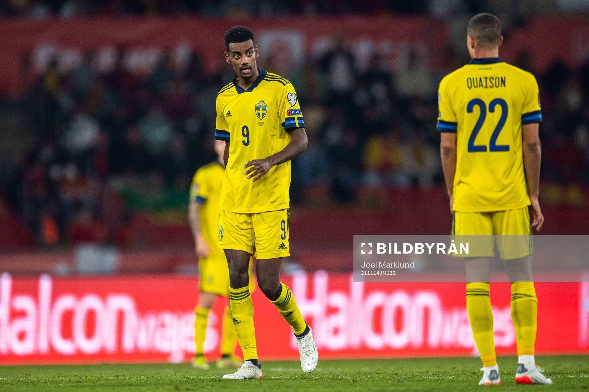 Alexander Isak and Robin Quaison of Sweden