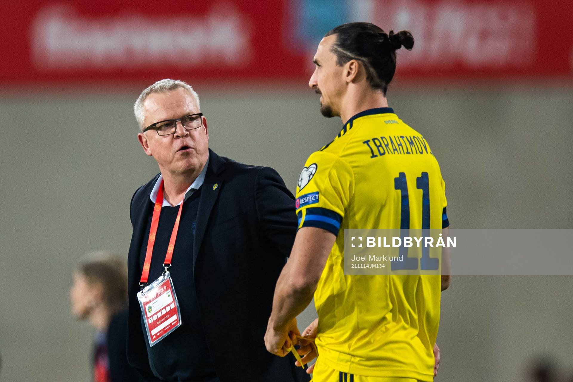 Zlatan Ibrahimovic and head coach Janne Andersson of Sweden