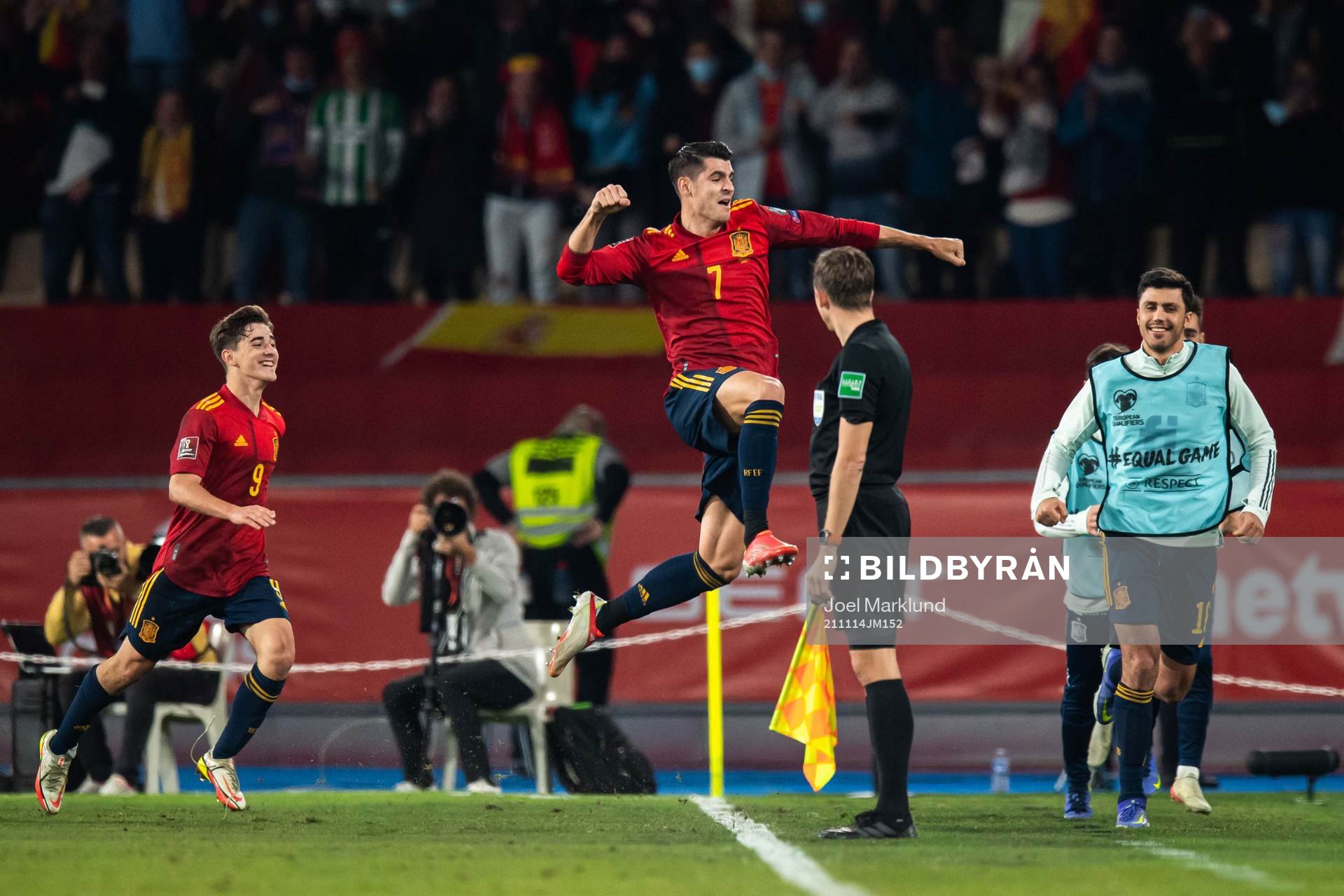 Alvaro Morata of Spain celebrate with teammates