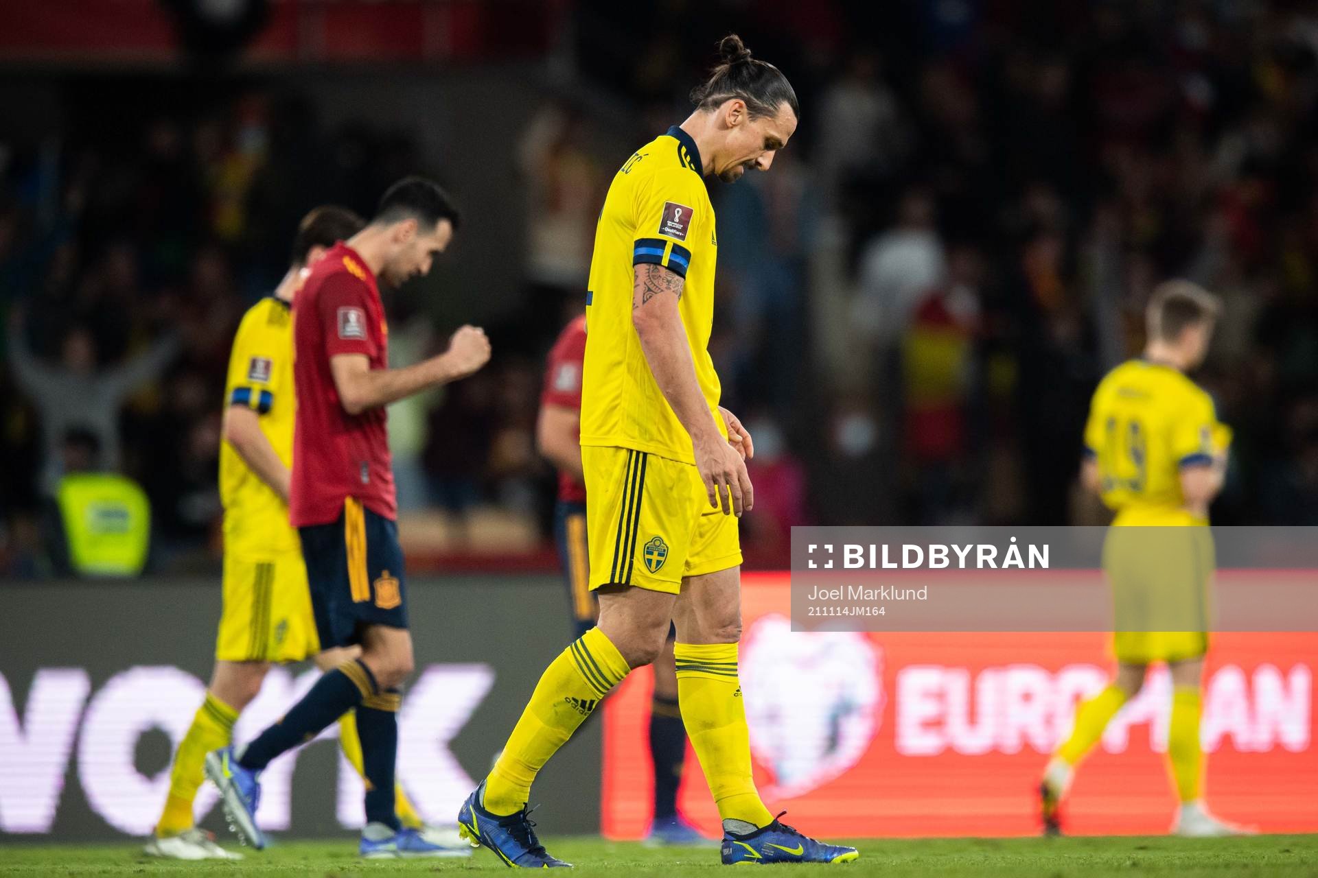 Zlatan Ibrahimovic of Sweden looks dejected