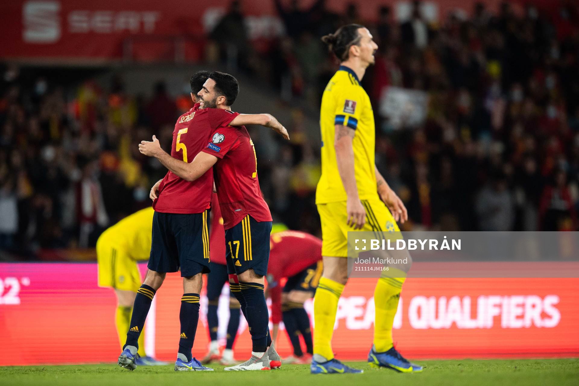 Zlatan Ibrahimovic of Sweden looks dejected while player of