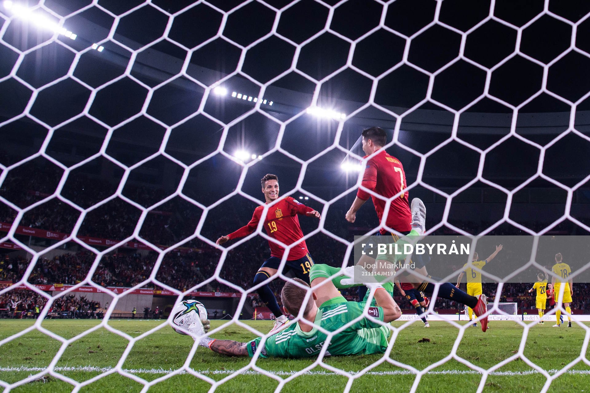 Rodrigo and Alvaro Morata of Spain celebrate the 1-0 goal