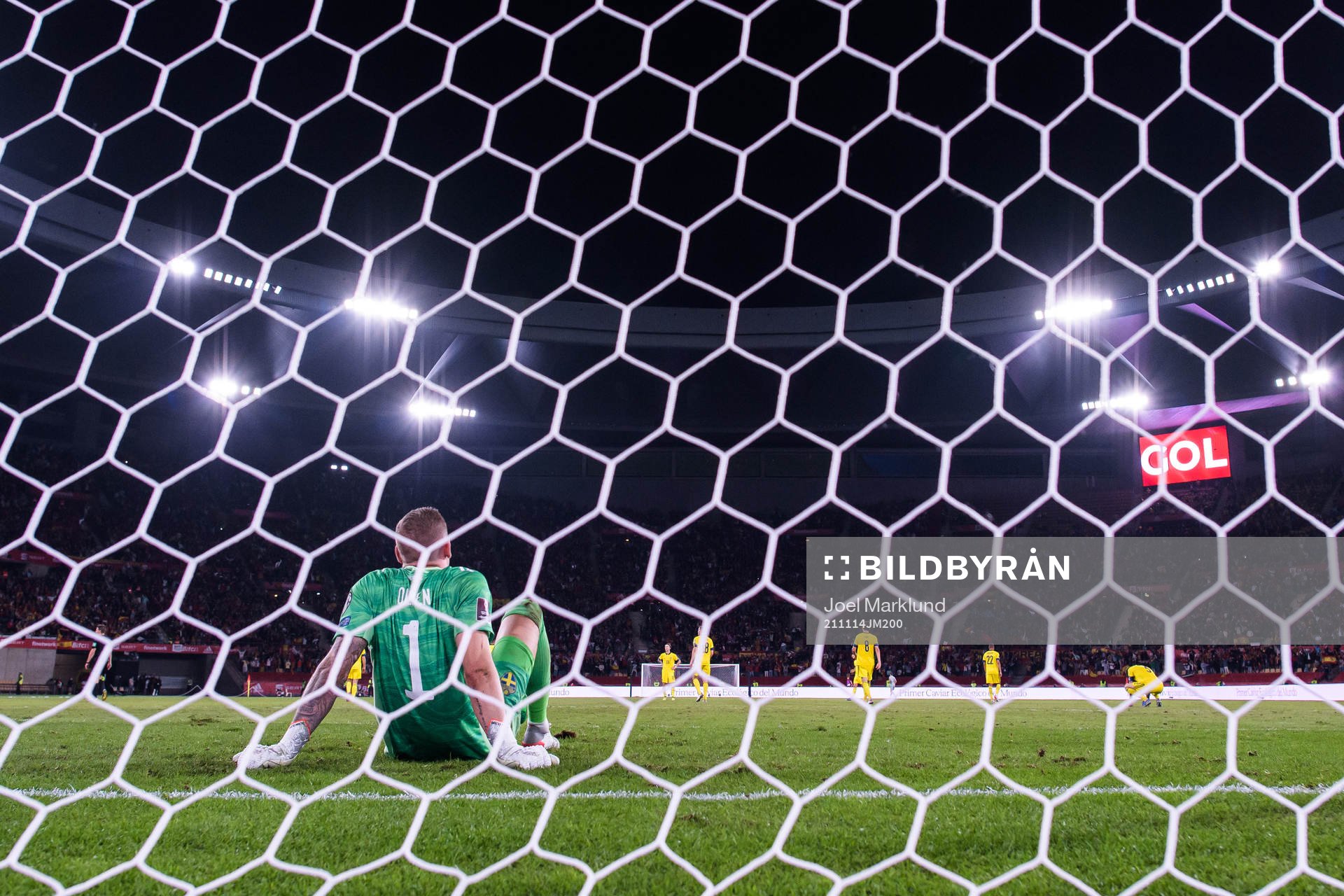 Goalkeeper Robin Olsen of Sweden looks dejected