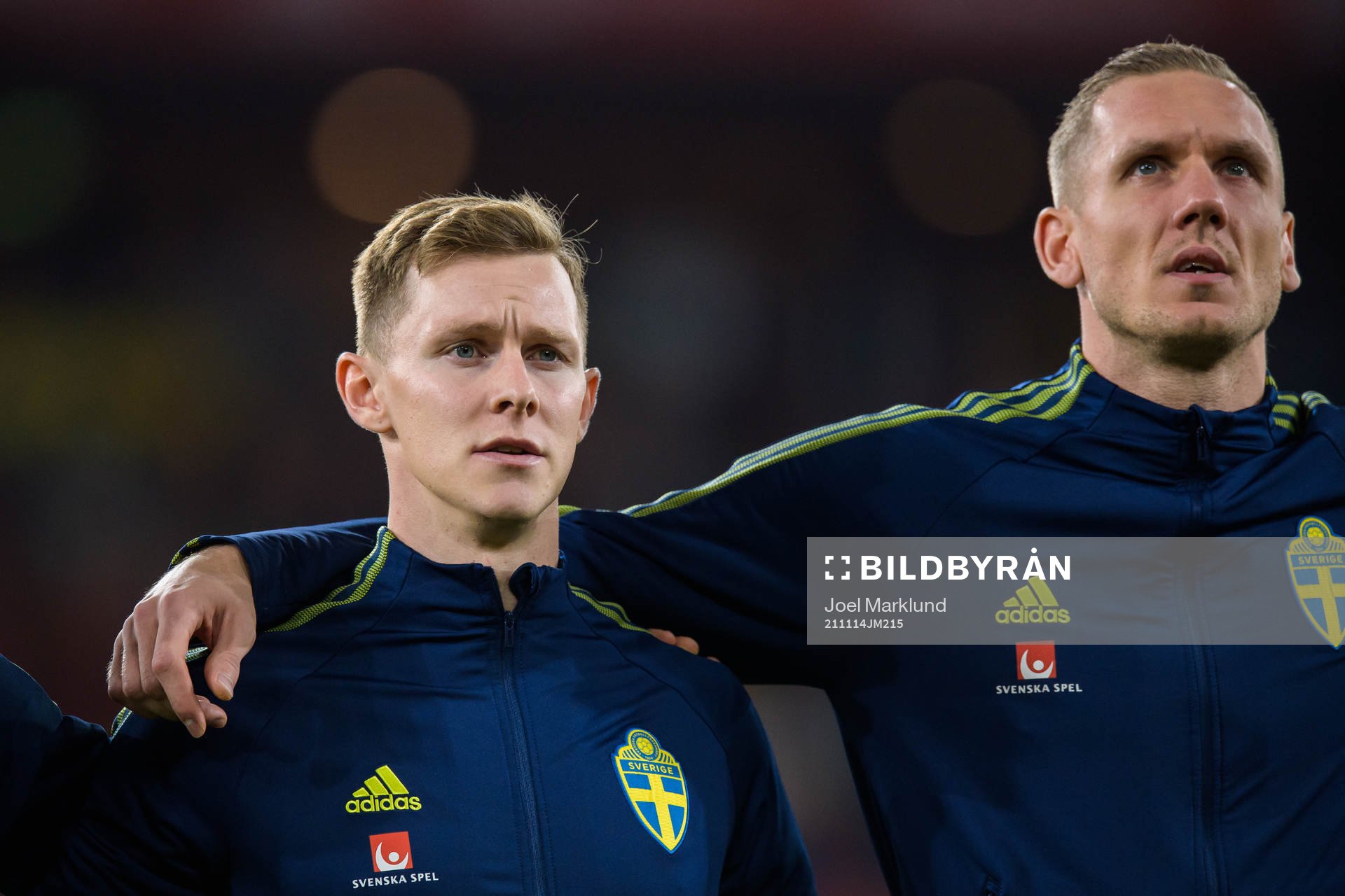 Emil Krafth and goalkeeper Robin Olsen of Sweden
