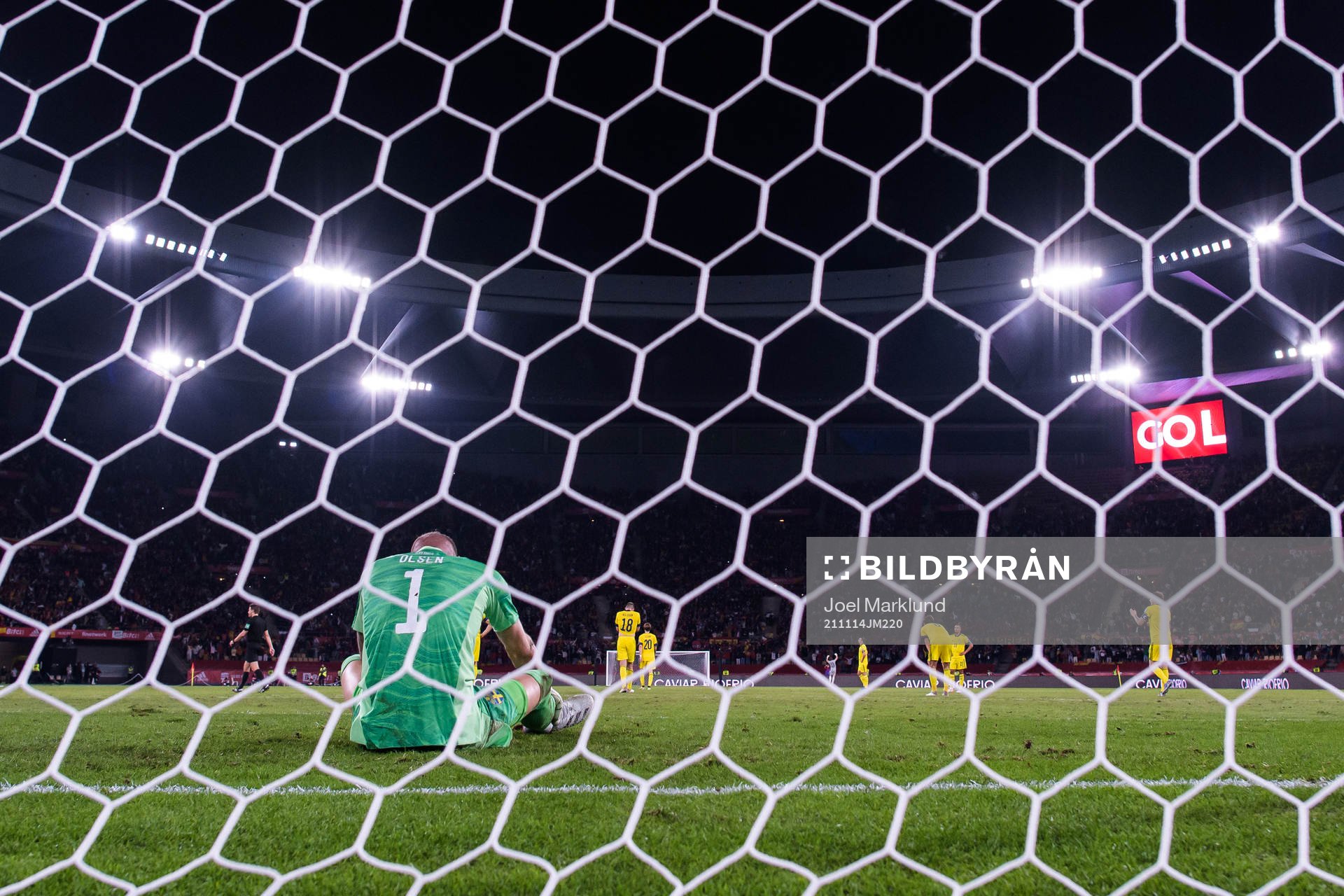Goalkeeper Robin Olsen of Sweden looks dejected