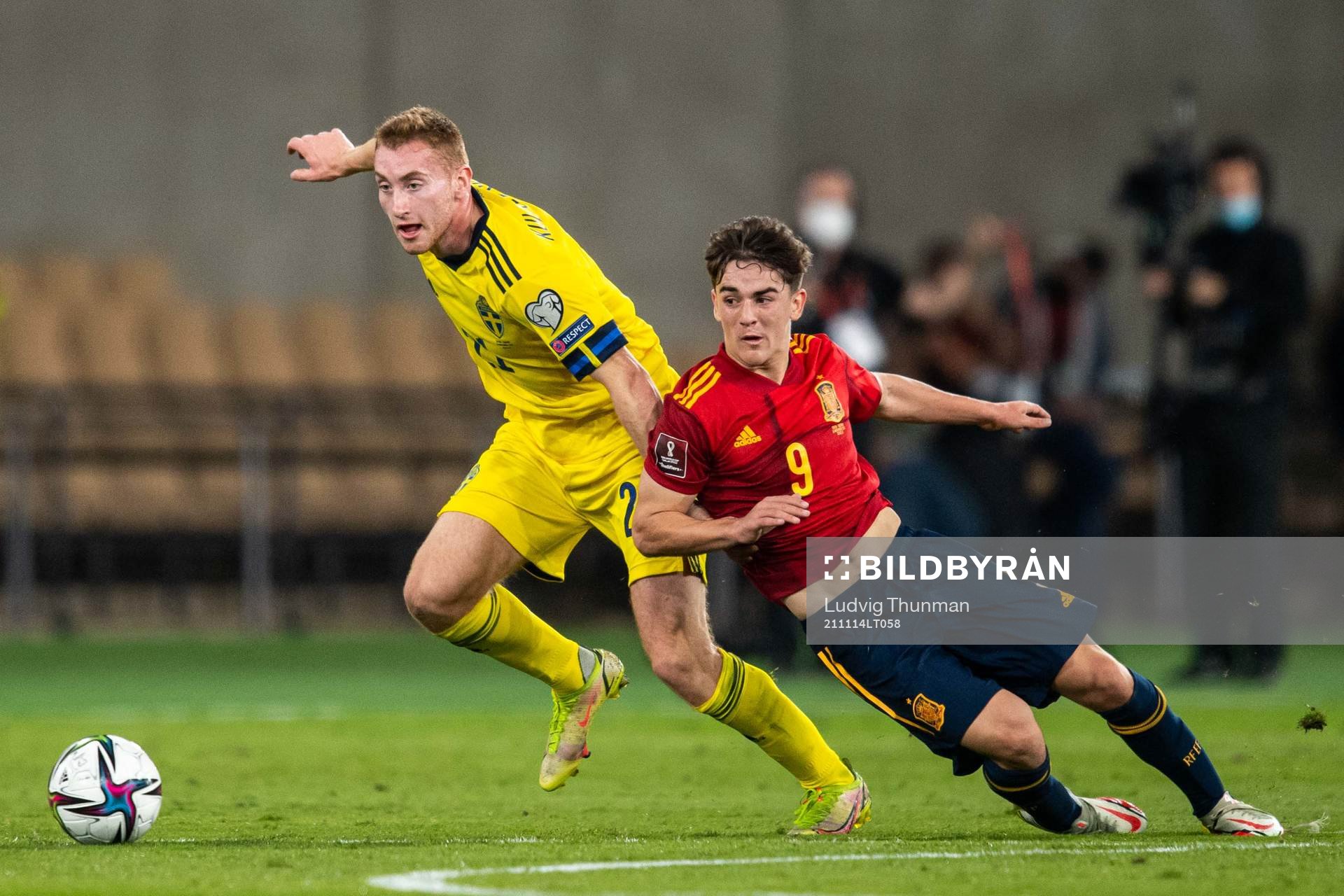 Dejan Kulusevski of Sweden and Gavi of Spain