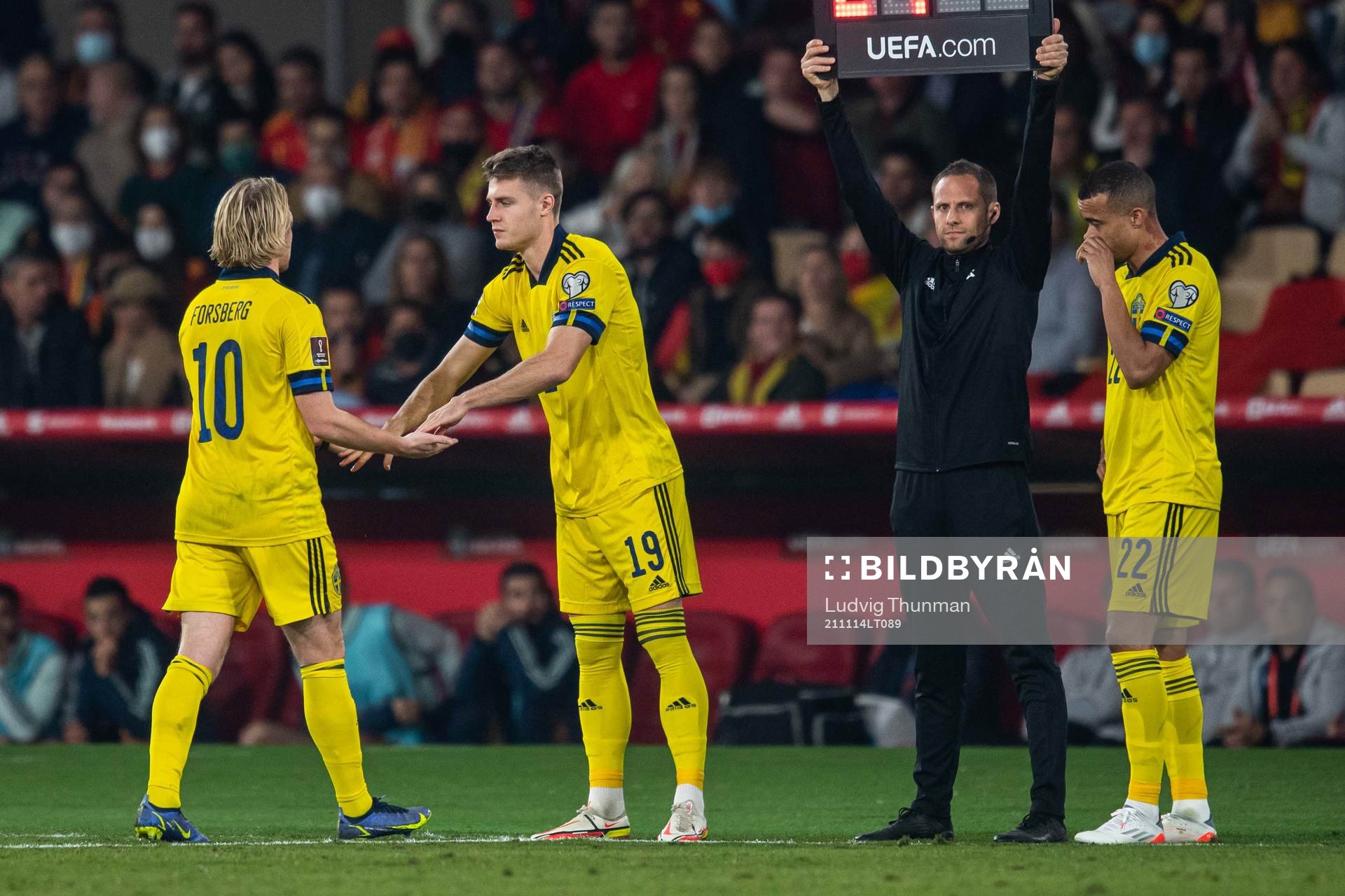 Emil Forsberg, Mattias Svanberg and Robin Quaison of Sweden