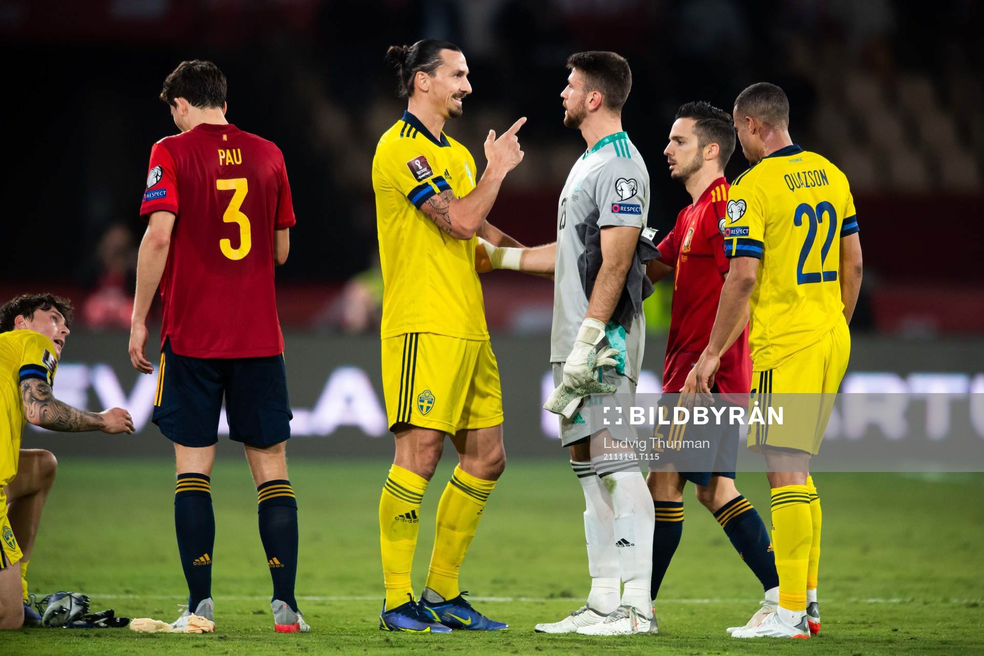 Zlatan Ibrahimovic of Sweden and goalkeeper Unai Simon of
