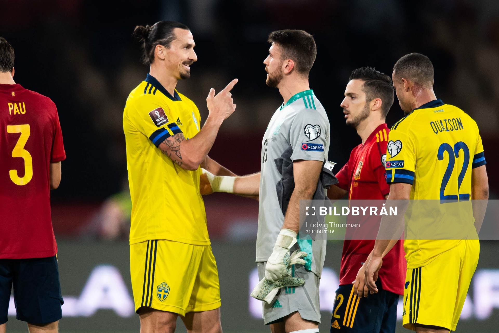 Zlatan Ibrahimovic of Sweden and goalkeeper Unai Simon of
