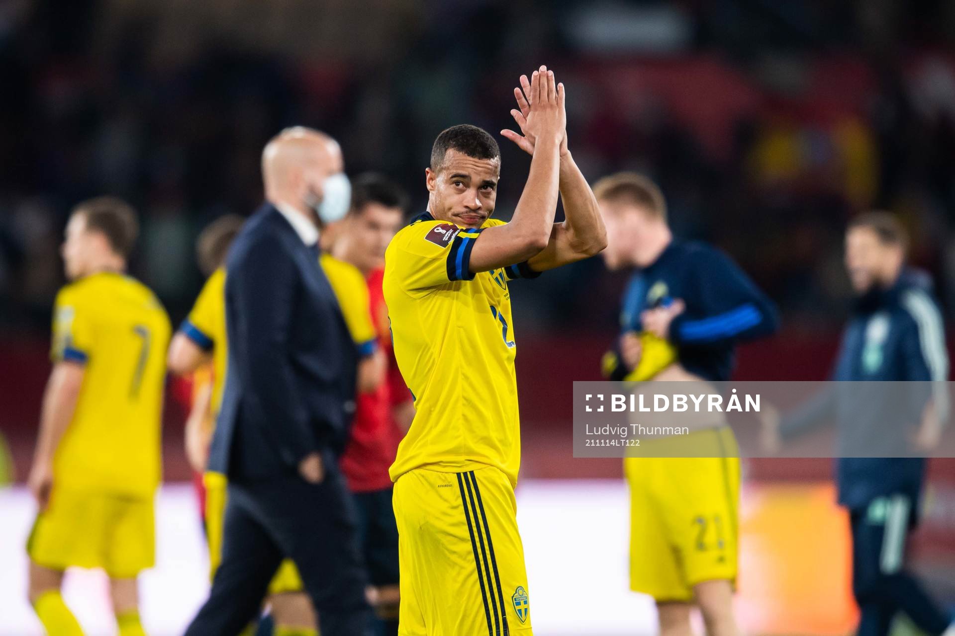 Robin Quaison  of Sweden looks dejected