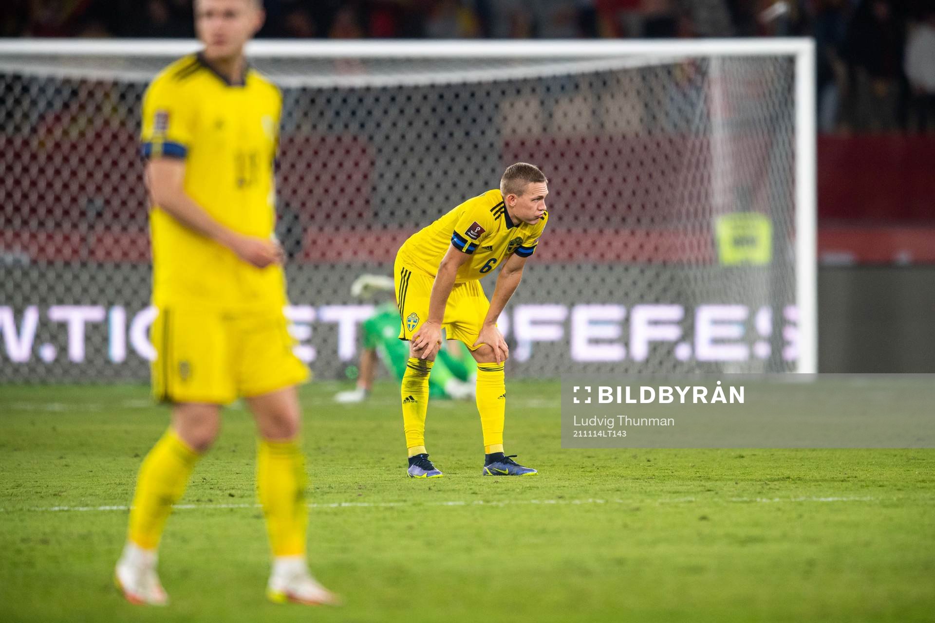 Ludwig Augustinsson of Sweden looks dejected