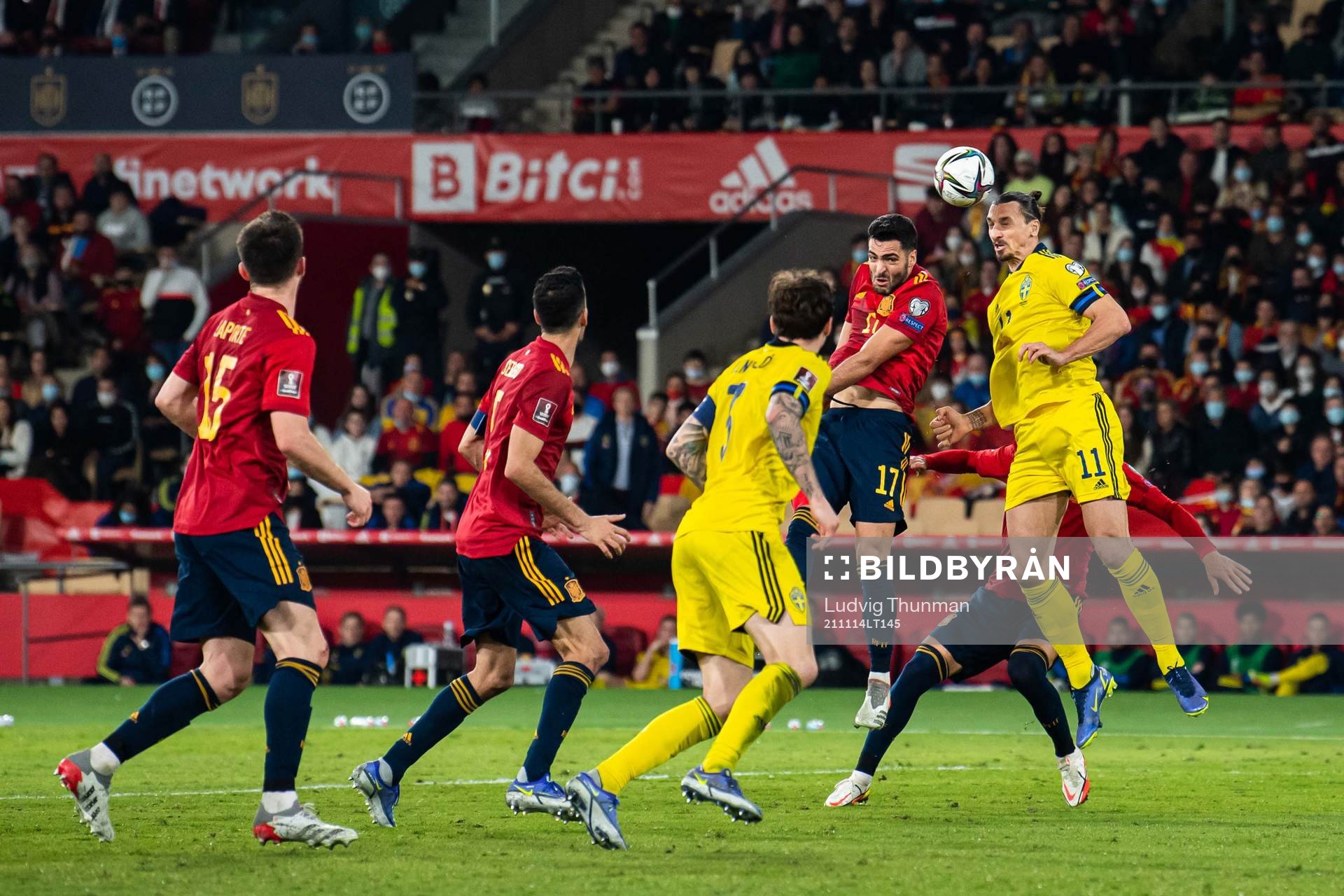 Mikel Merino of Spain and Zlatan Ibrahimovic of Sweden