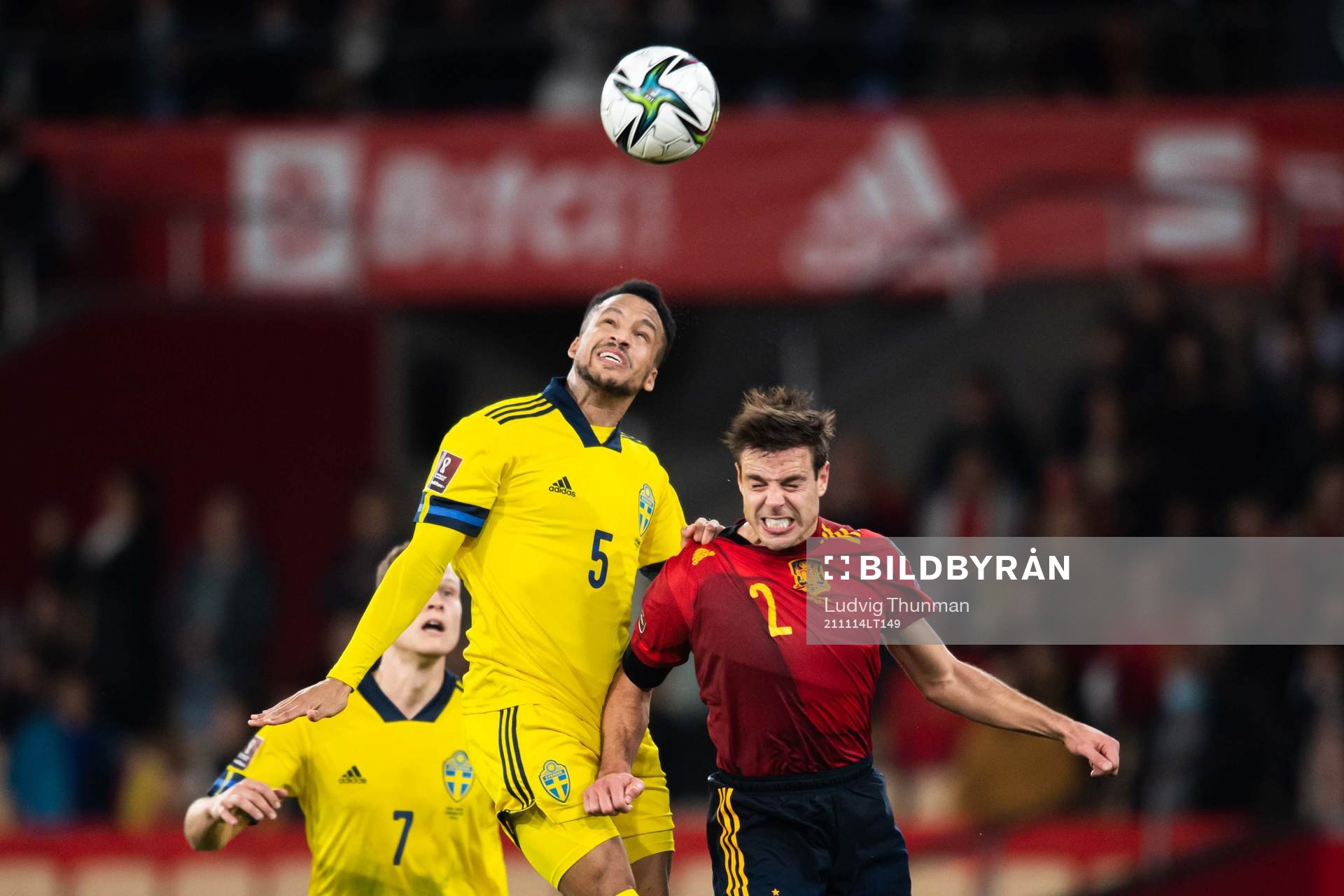 Martin Olsson of Sweden and Cesar Azpilicueta of Spain