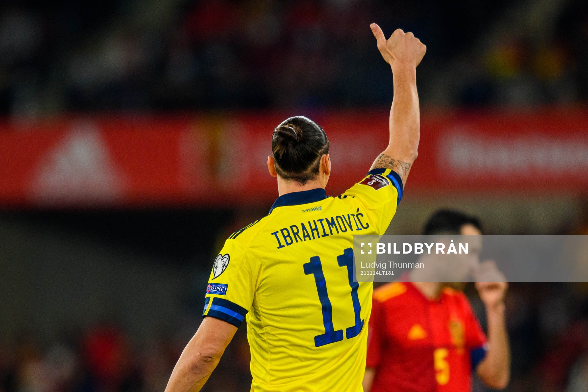 Zlatan Ibrahimovic of Sweden gives a thumbs up