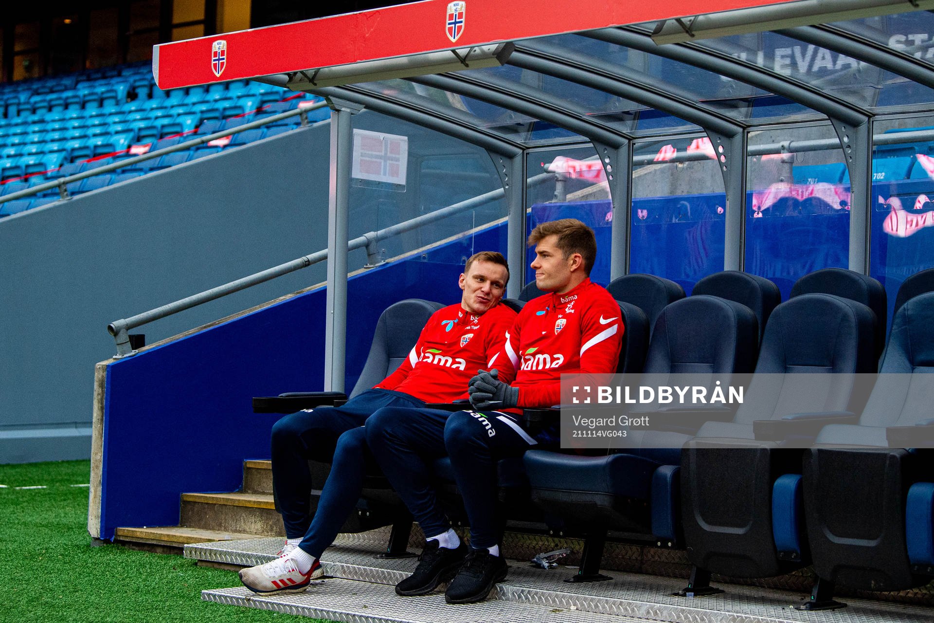 Marius Lode and Alexander Sørloth of the Norwegian