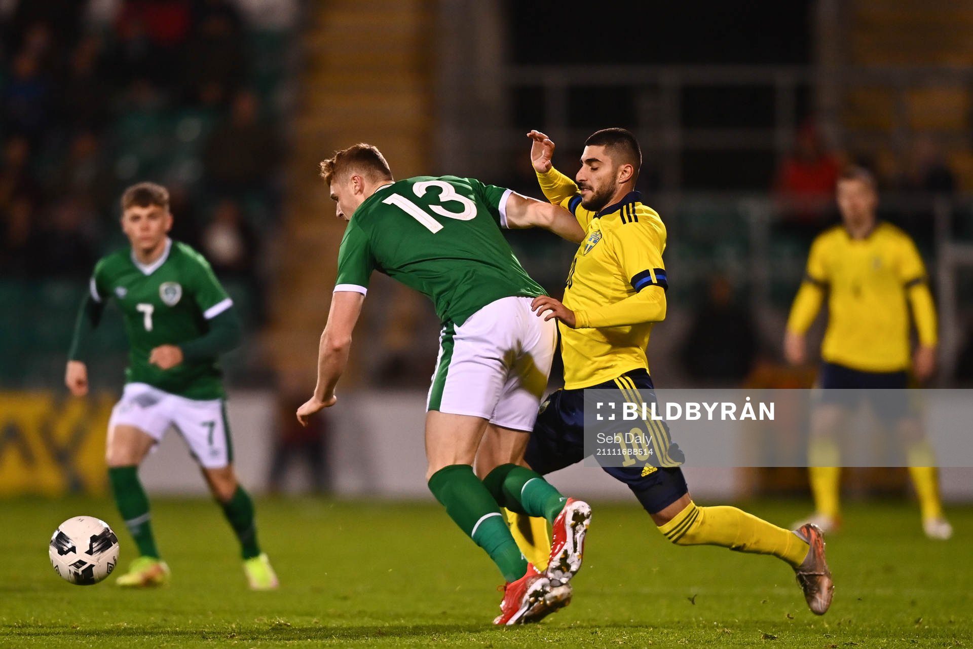 Jake O'Brien of Republic of Ireland and Rami Al Hajj of