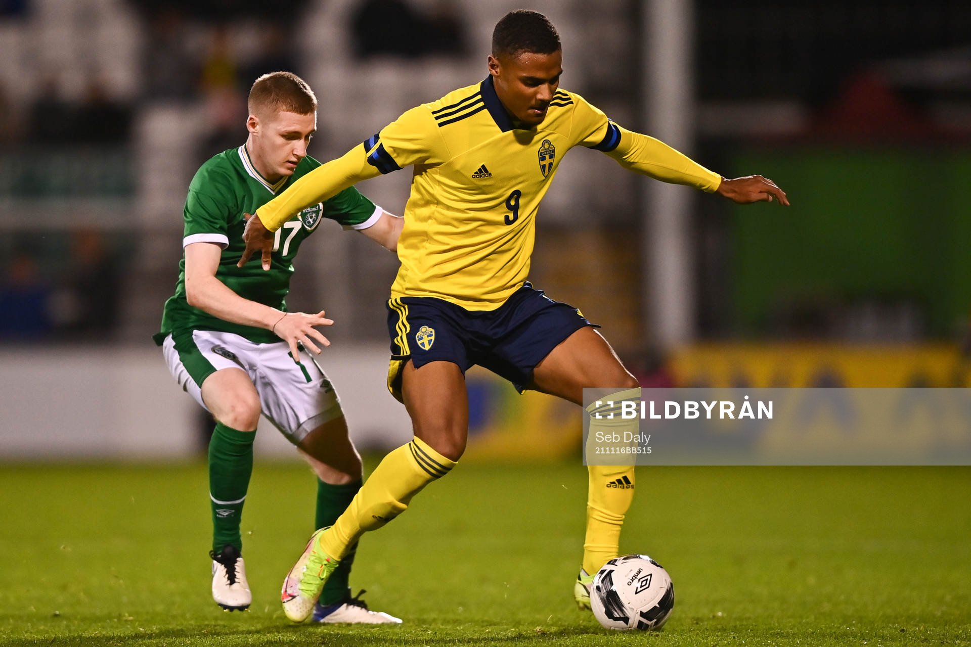 Ross Tierney of Republic of Ireland and Amin Sarr of Sweden