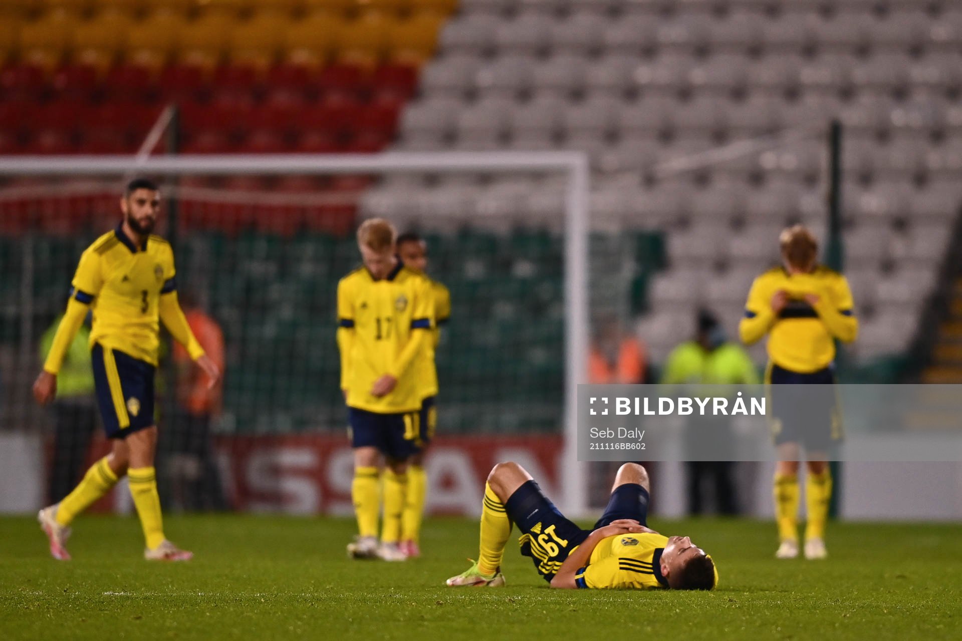 Tim Prica of Sweden looks dejected