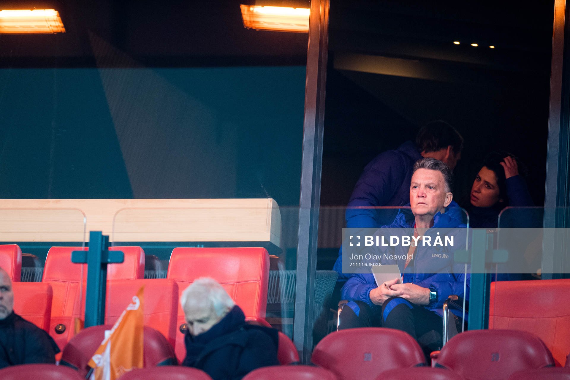 Louis van Gaal, head coach of Netherlands in the stands