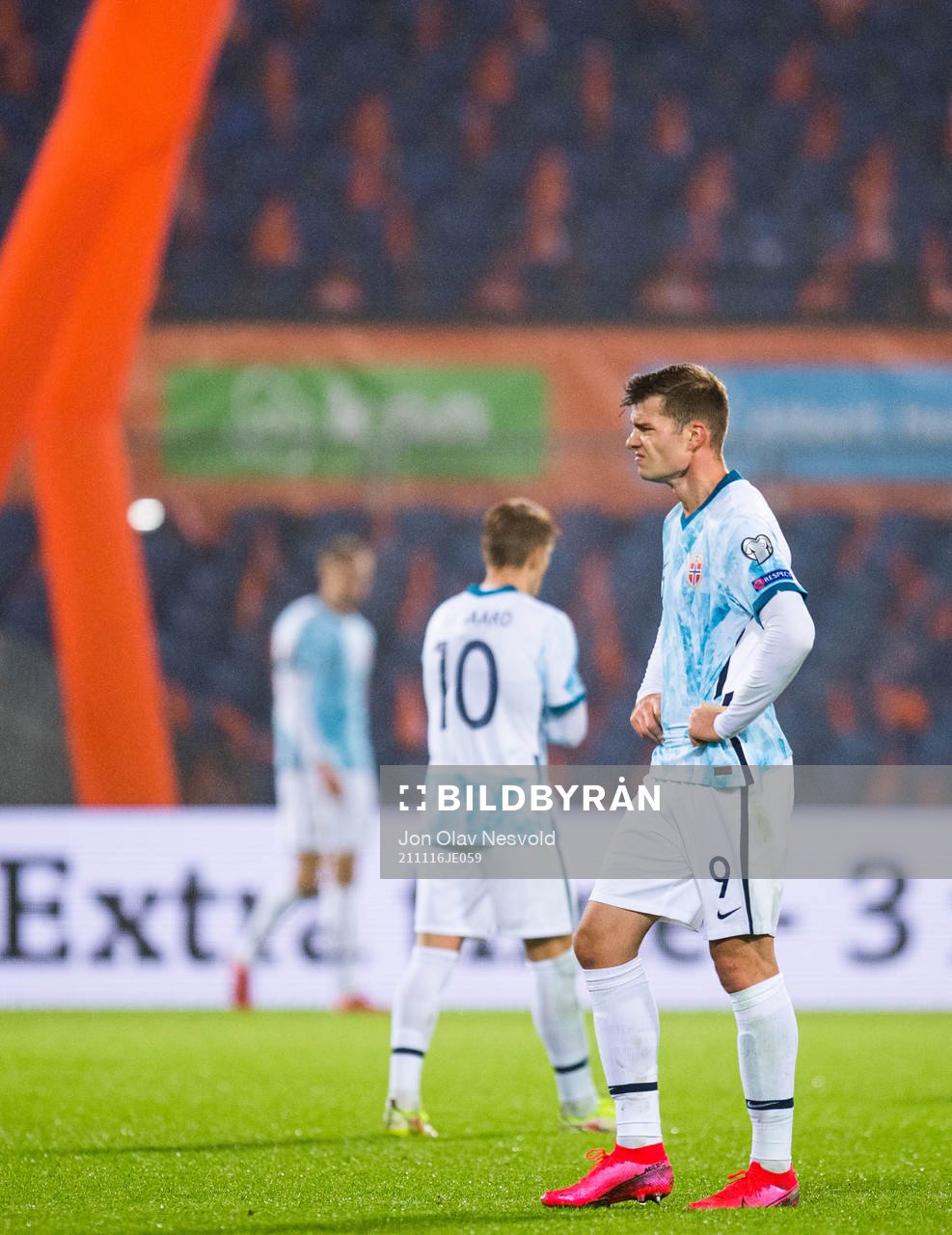 Alexander Sørloth of Norway looks dejected