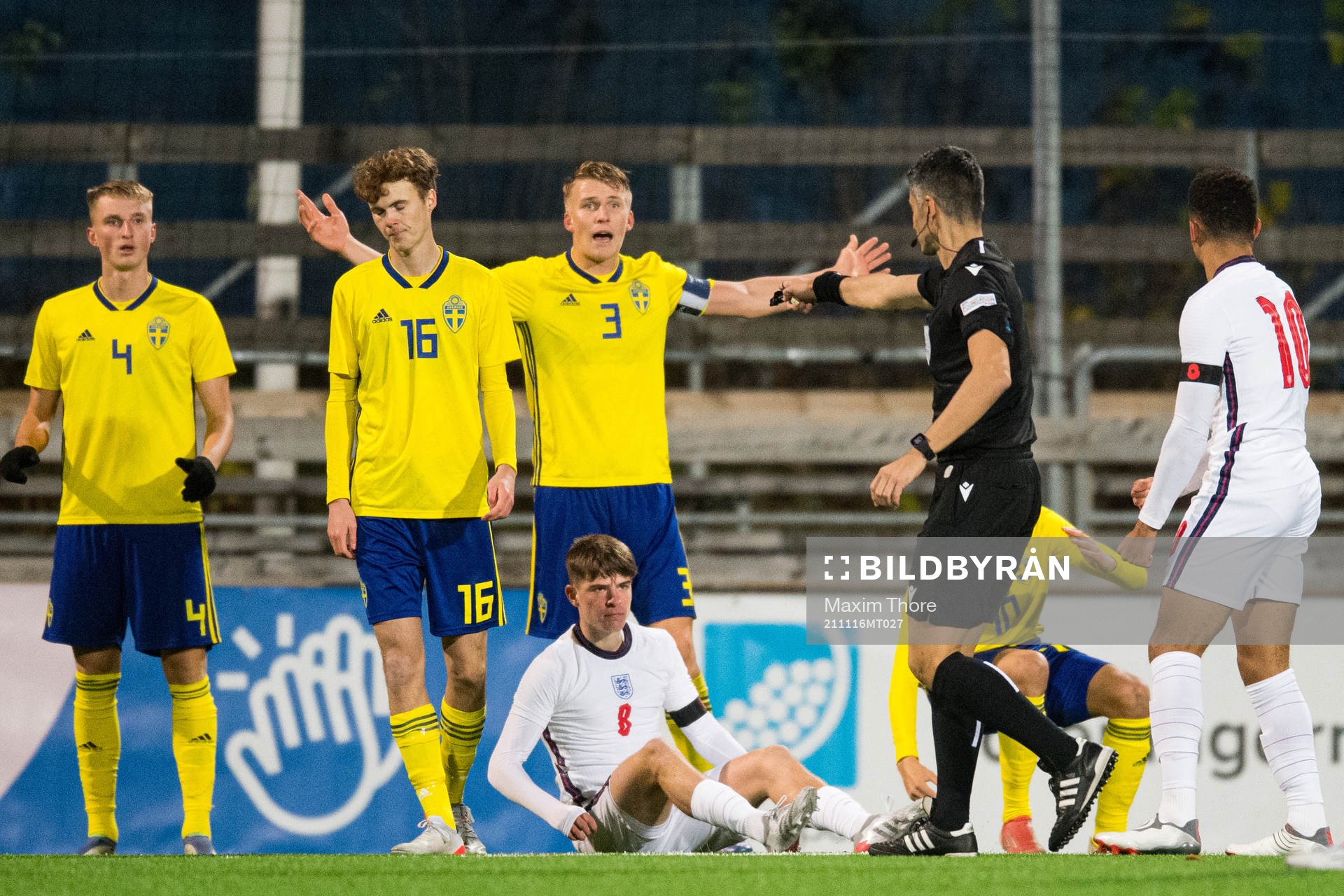 Casper Widell of Sweden reacts when Alex Scott of England