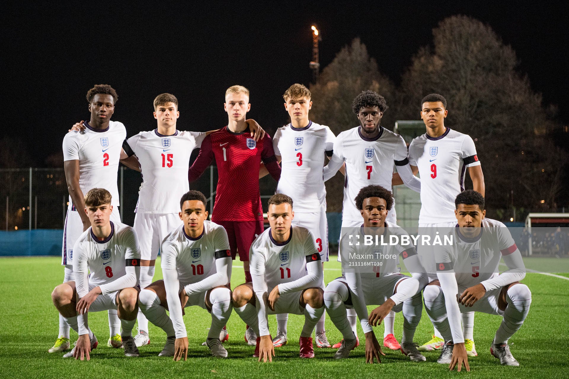 The starting eleven of England pose for a photo