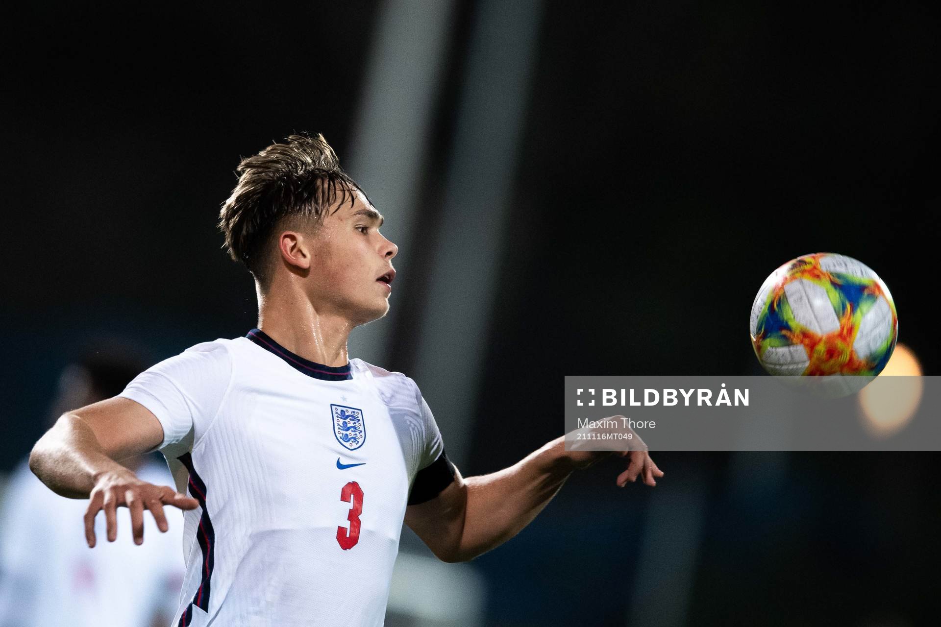 Callum Doyle of England during the UEFA European U18 Qualifier football match between Sweden and England on November 16, 2021 in Stockholm.