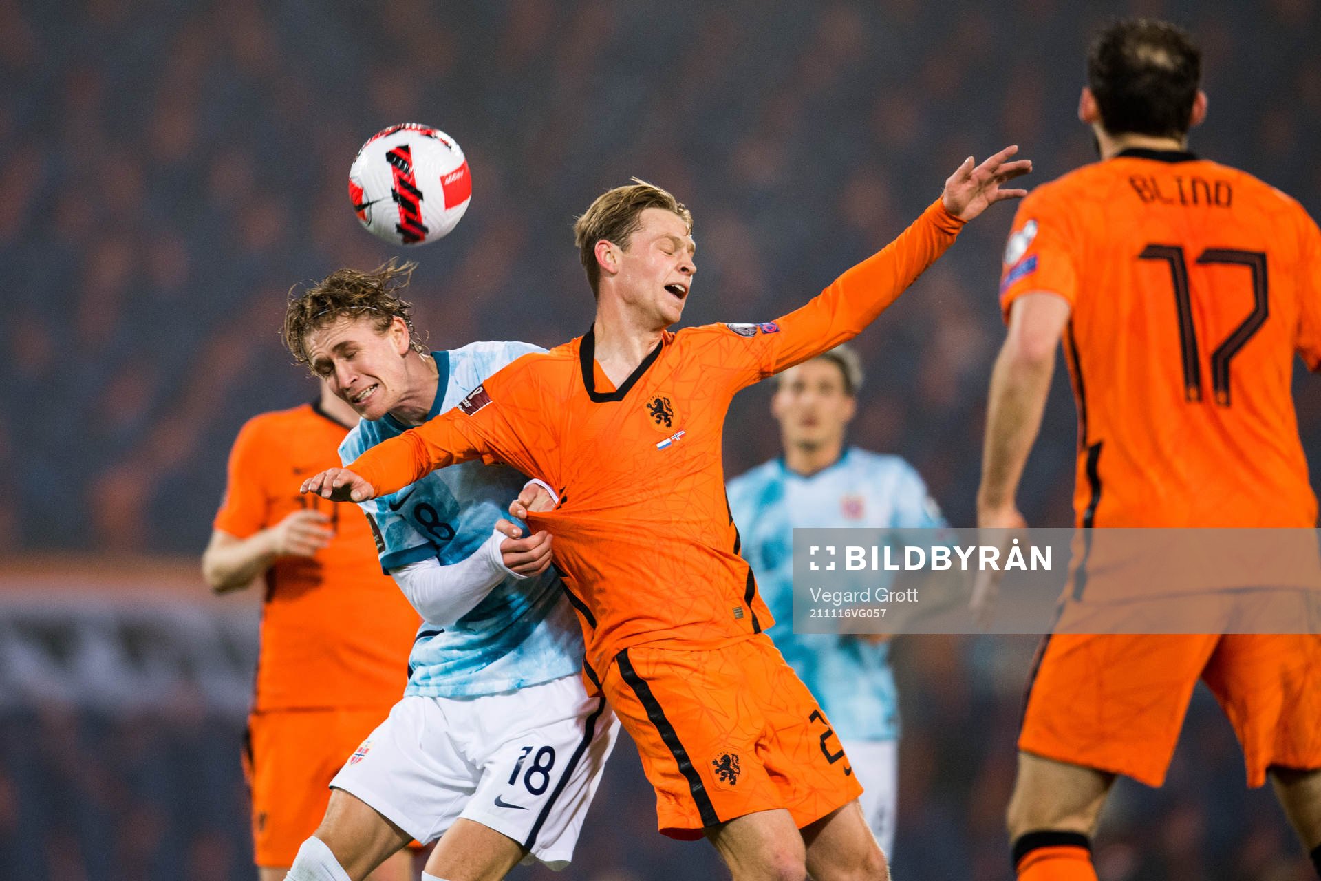 Ola Solbakken of Norway and Frenkie de Jong of Netherlands