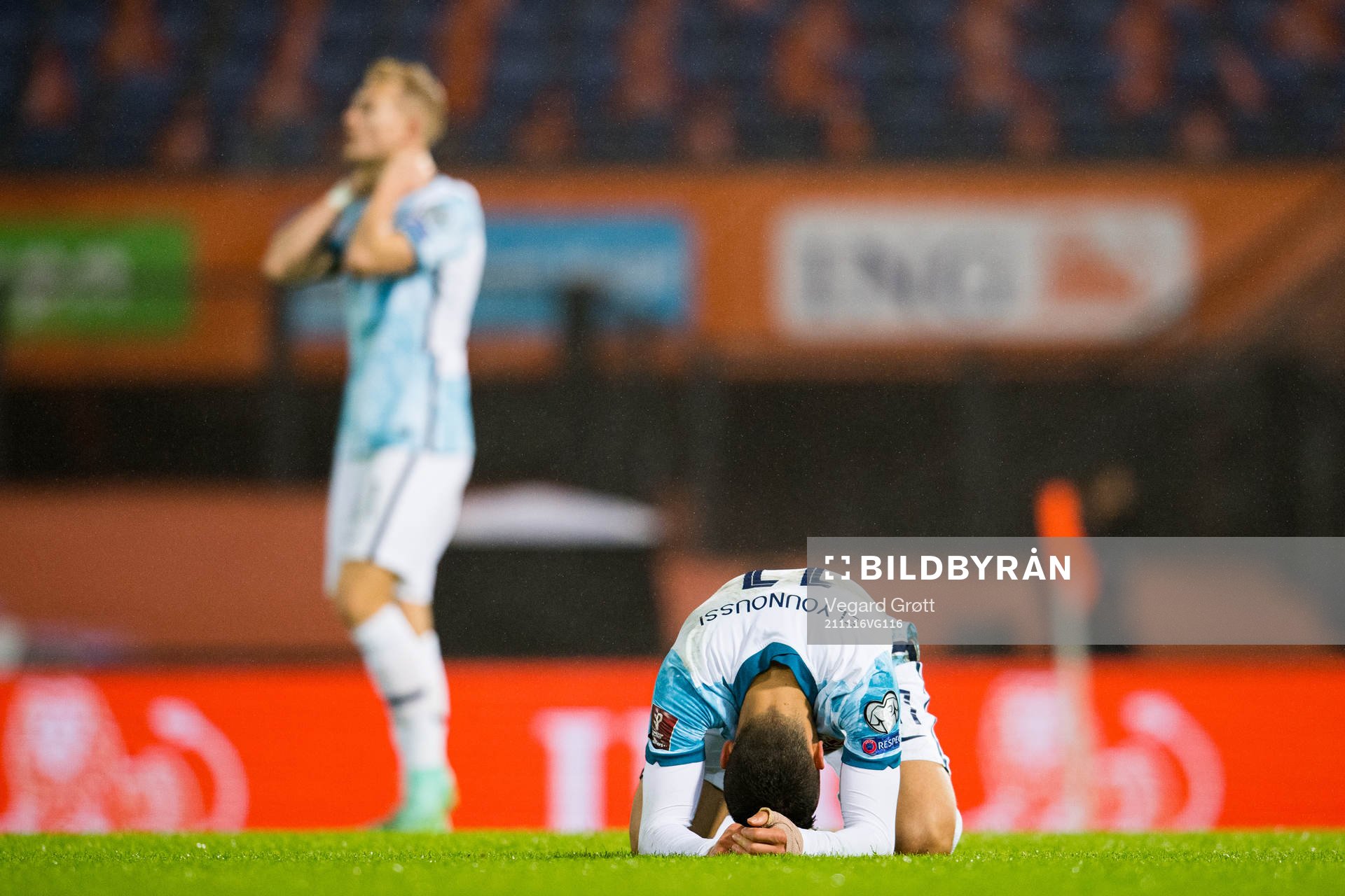 Mohamed Elyounoussi of Norway looks dejected