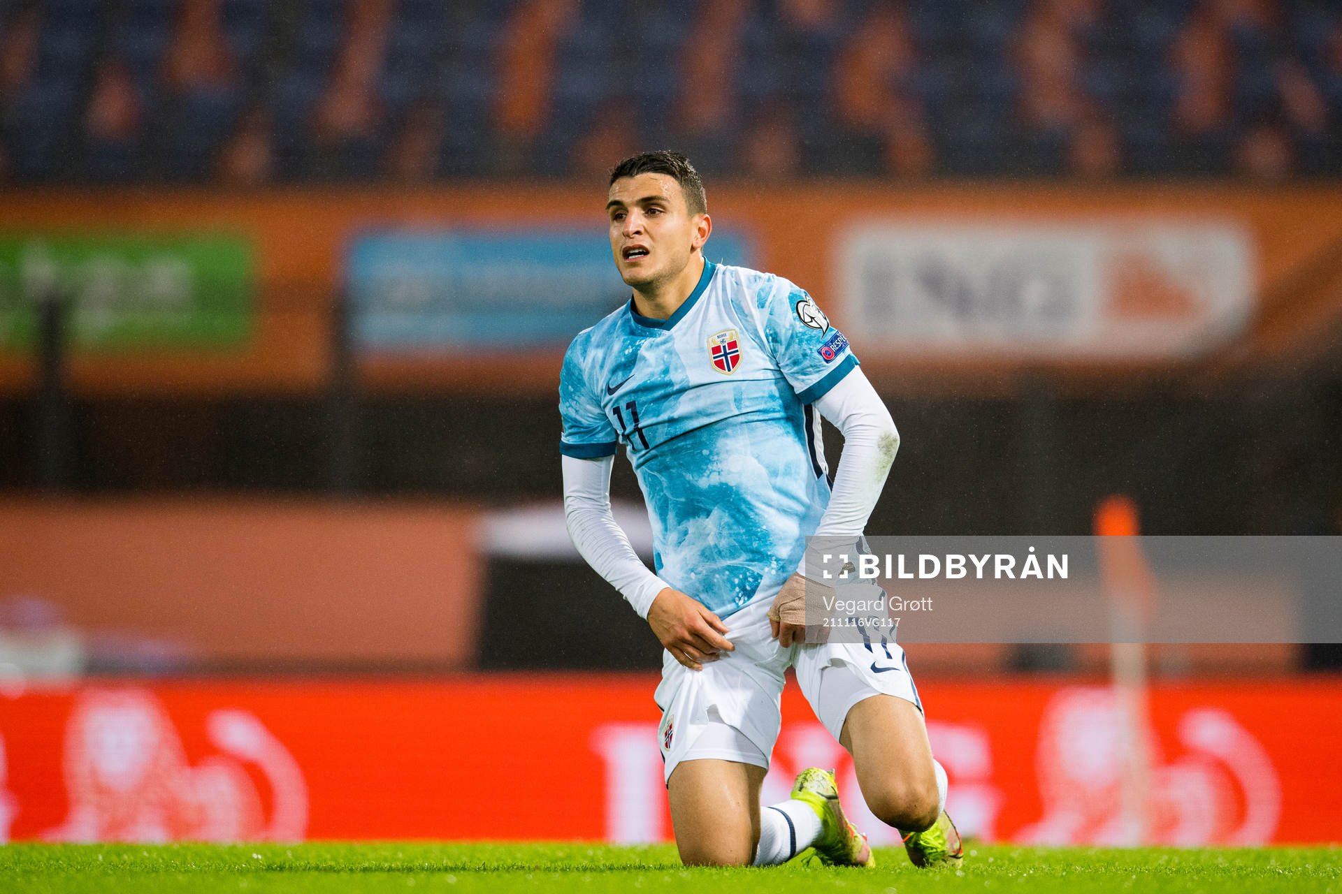 Mohamed Elyounoussi of Norway looks dejected