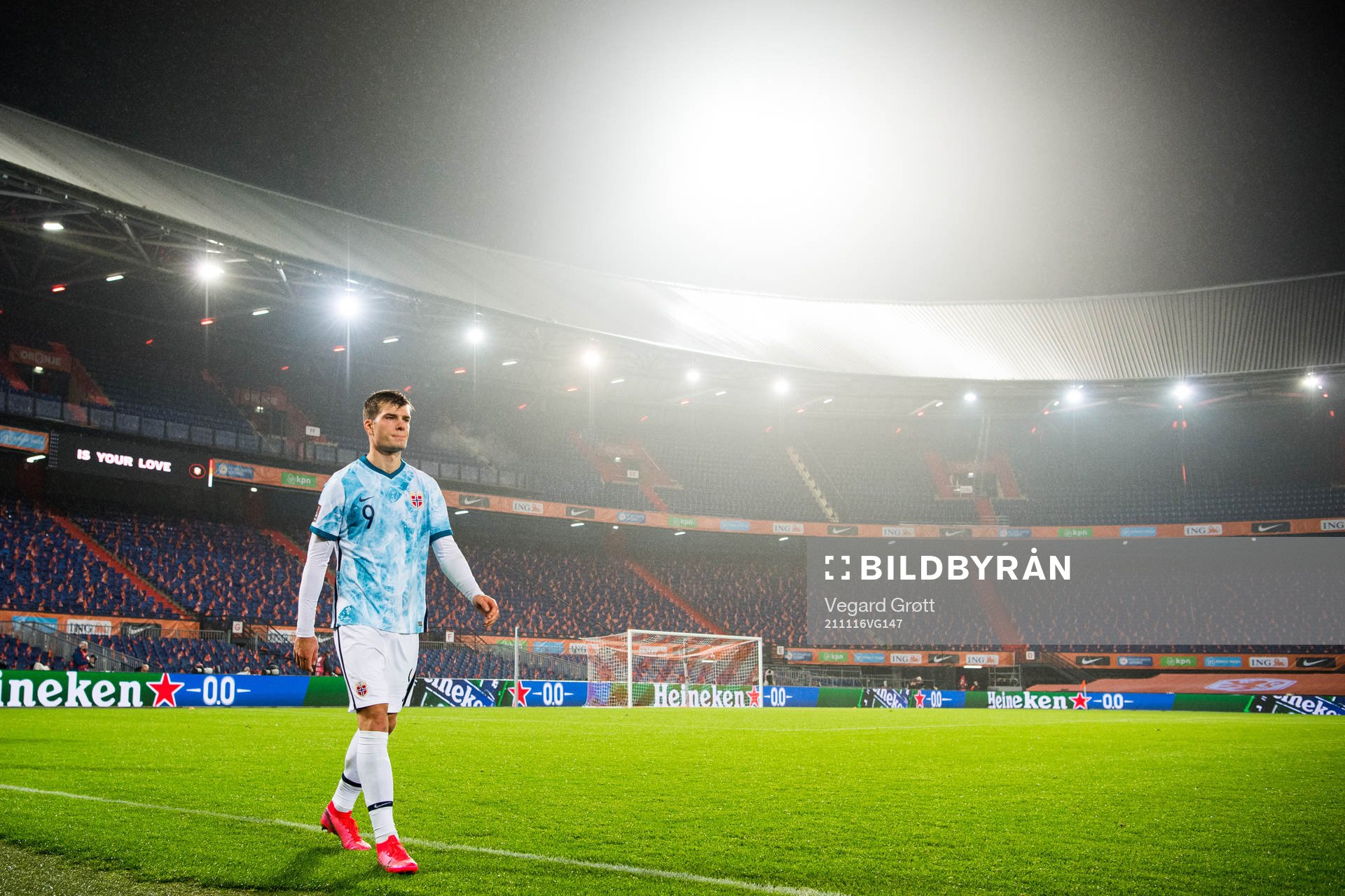 Alexander Sørloth of Norway looks dejected