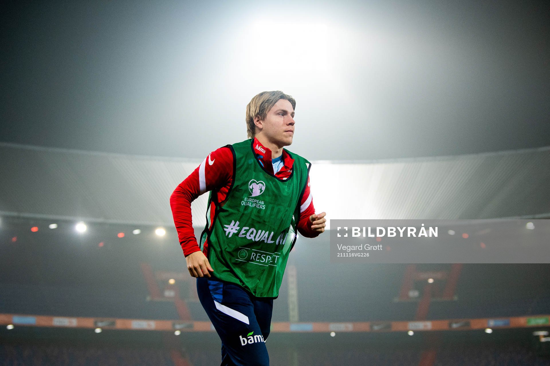 Jens Petter Hauge of Norway warms up