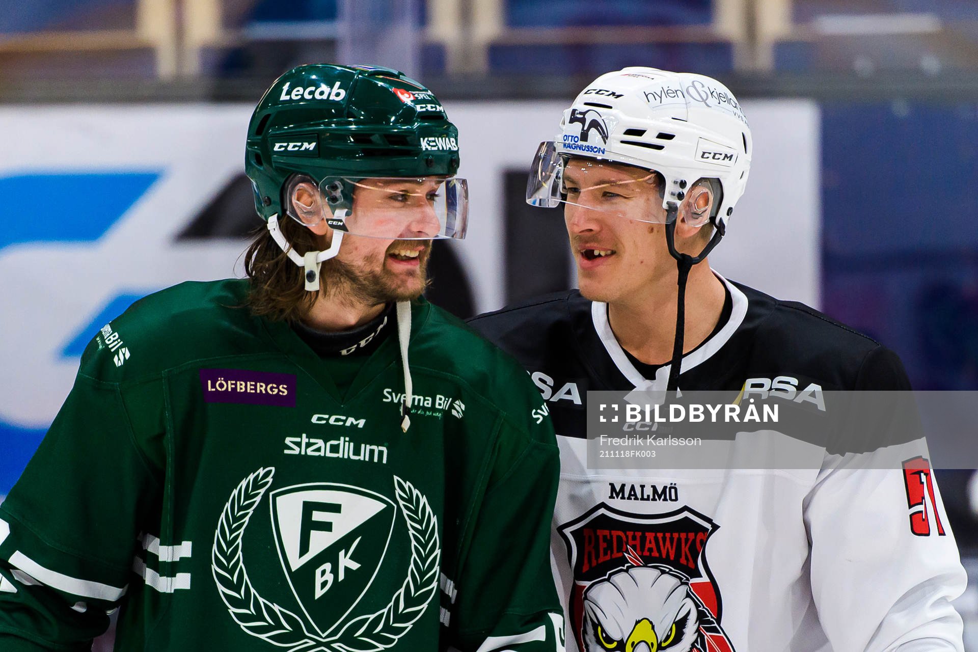 Färjestads Linus Johansson och Malmö Redhawks Emil