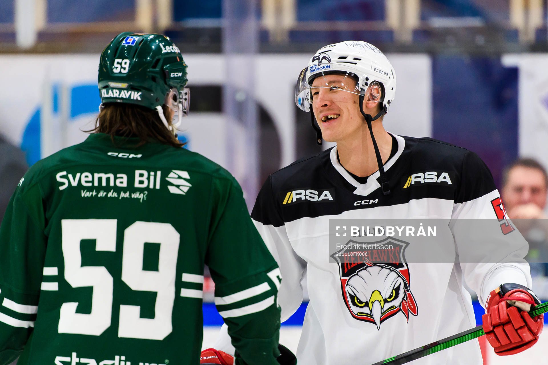 Färjestads Linus Johansson och Malmö Redhawks Emil