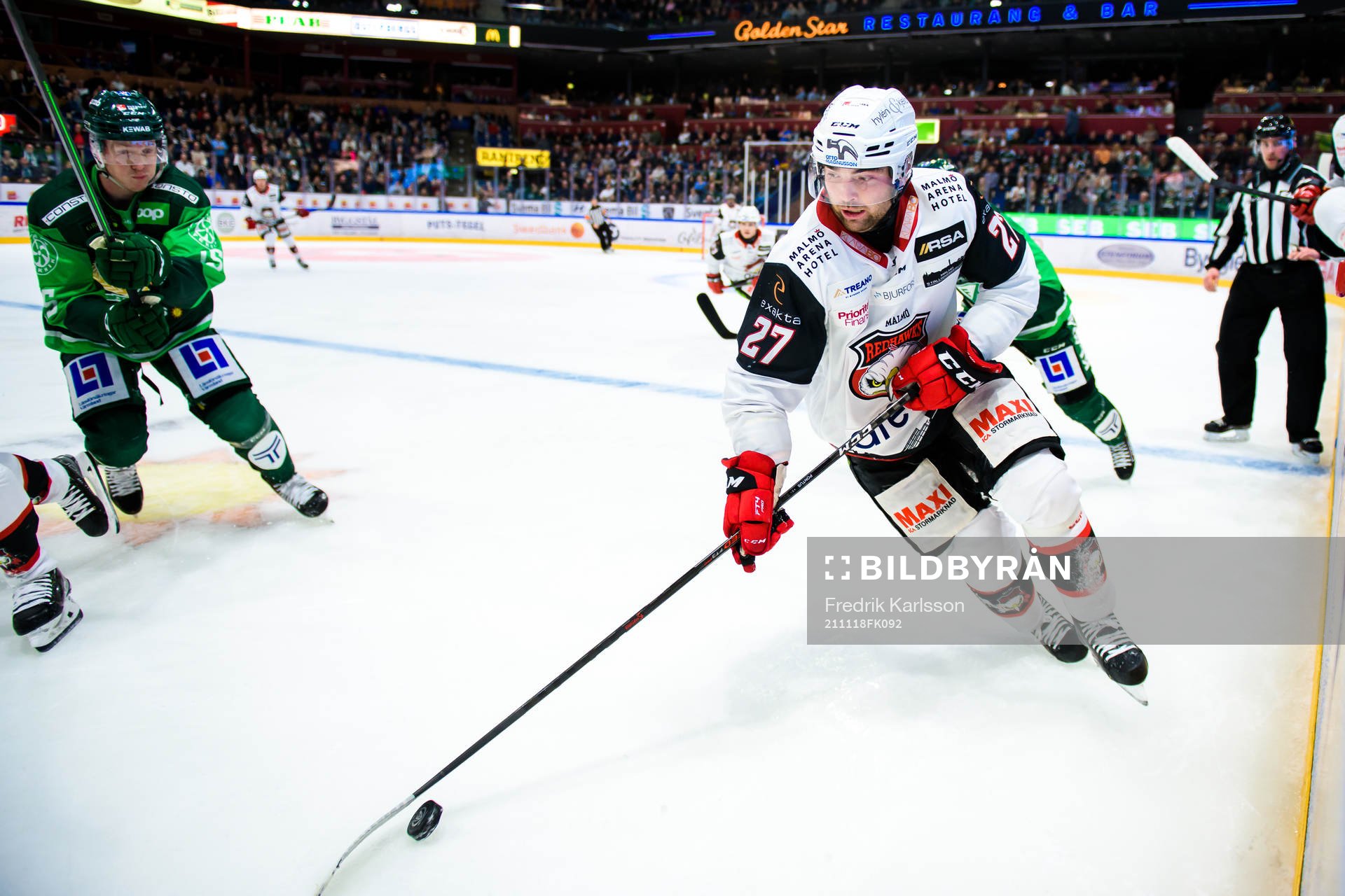 Färjestads Gustav Rydahl och Malmö Redhawks Ponthus