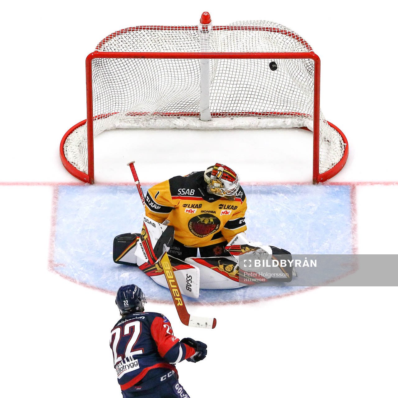Linköpings Vilmos Gallo gör mål 1-0 förbi Luleås