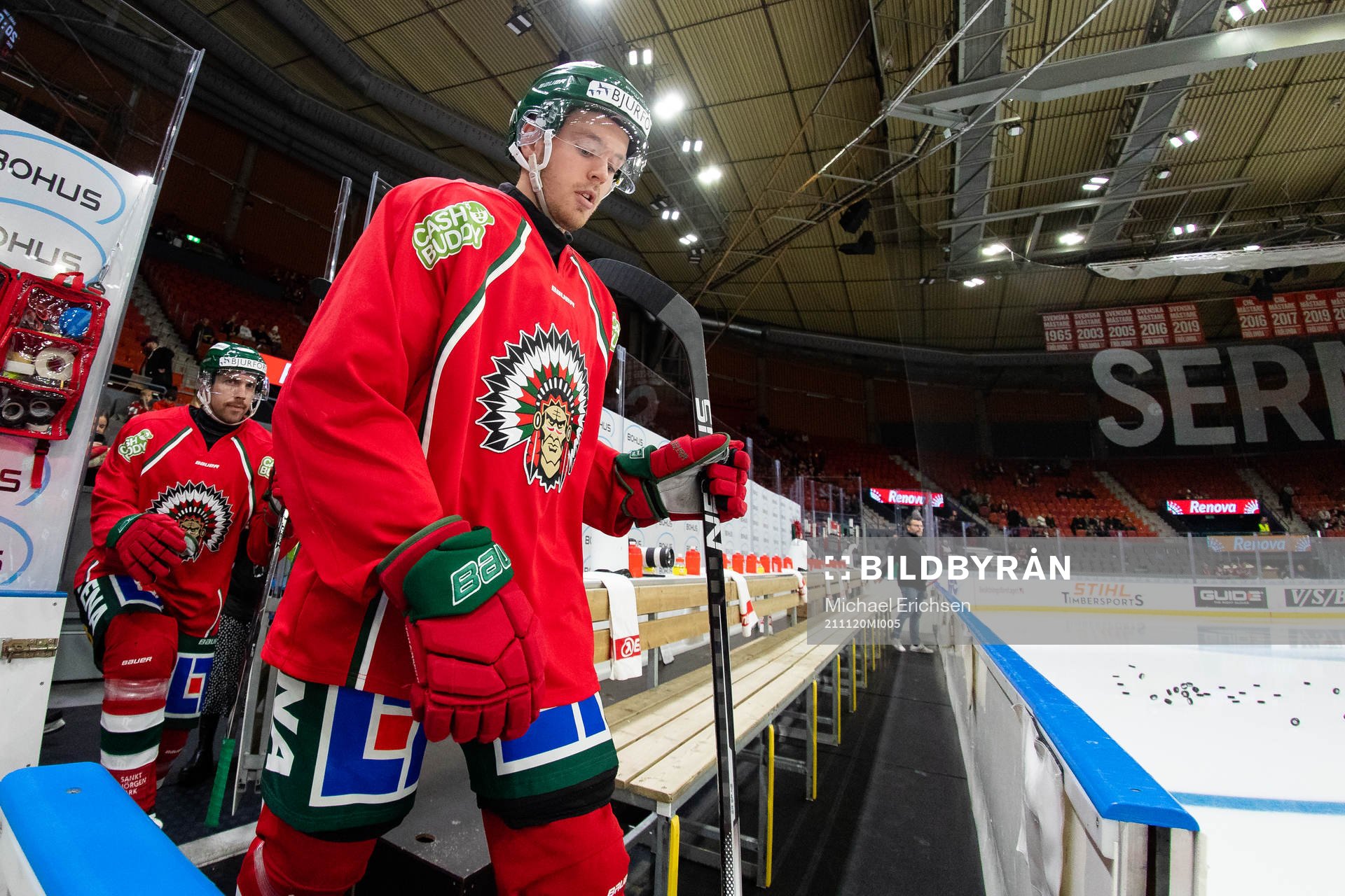 Frölundas Filip Johansson innan ishockeymatchen i SHL