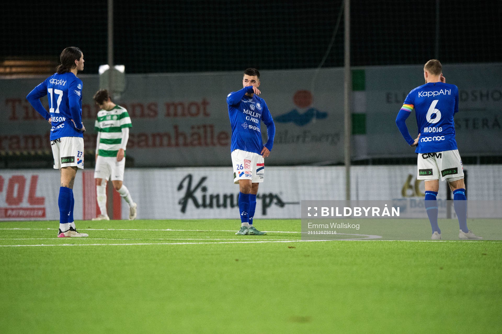 Trelleborgs Isak Jönsson, Haris Brkic och Jesper Modig