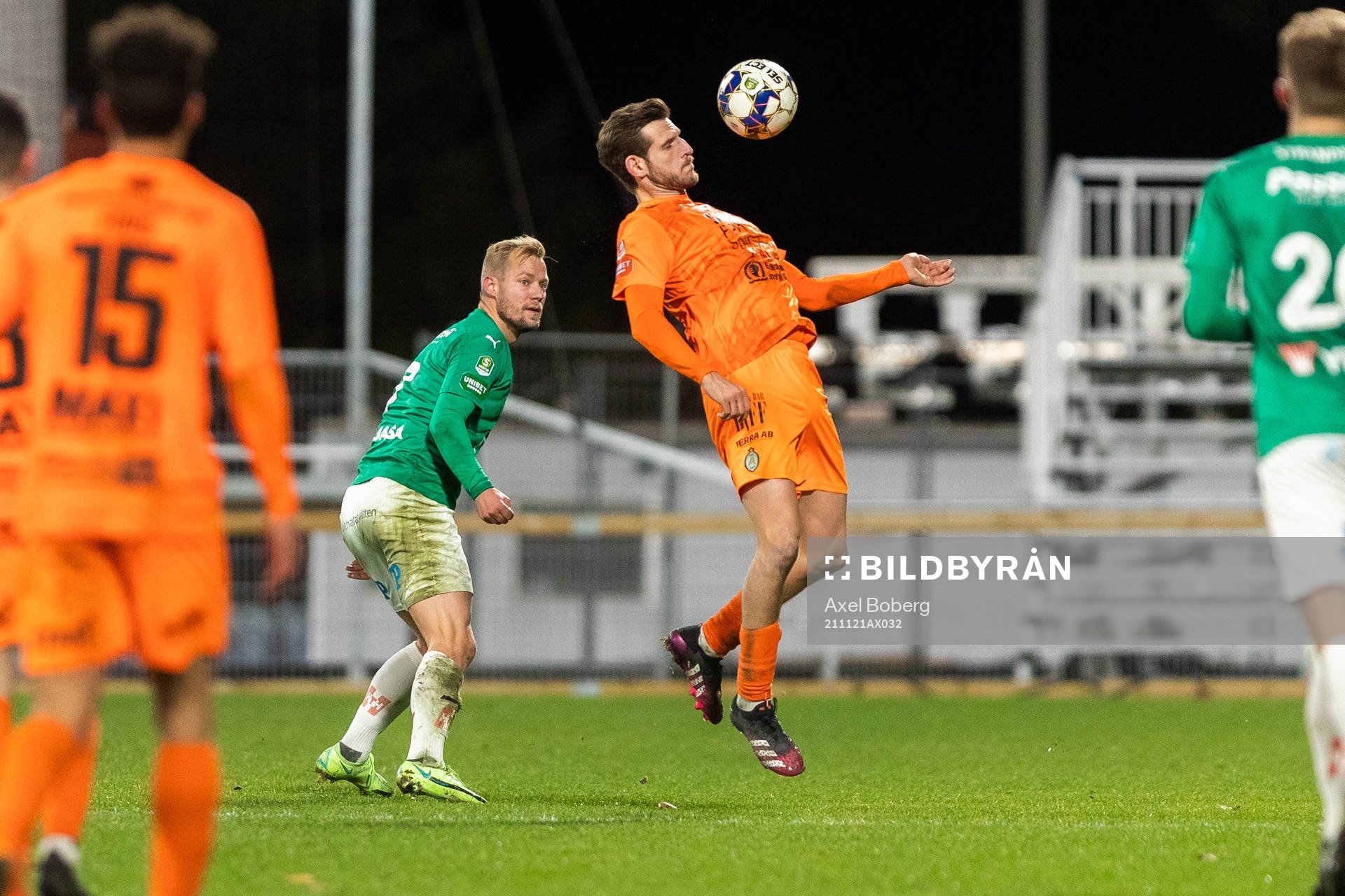 AFC Eskilstunas Ashley Mark Coffey under fotbollsmatchen i Superettan mellan Jönköpings Södra och AFC Eskilstuna den 21 november 2021 i Jönköping.