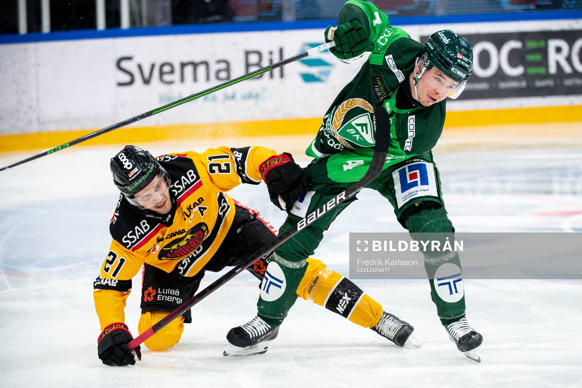 Luleås Juhani Tyrväinen och Färjestads Oscar Lawner