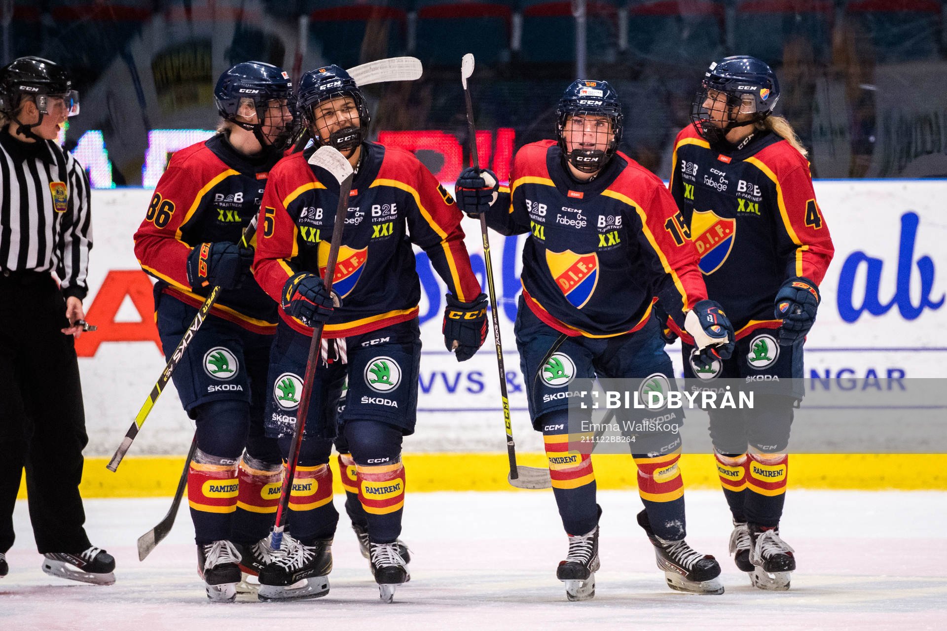 Djurgårdens Selma Tyreskog, Olivia Sohrner, Lova Blom och