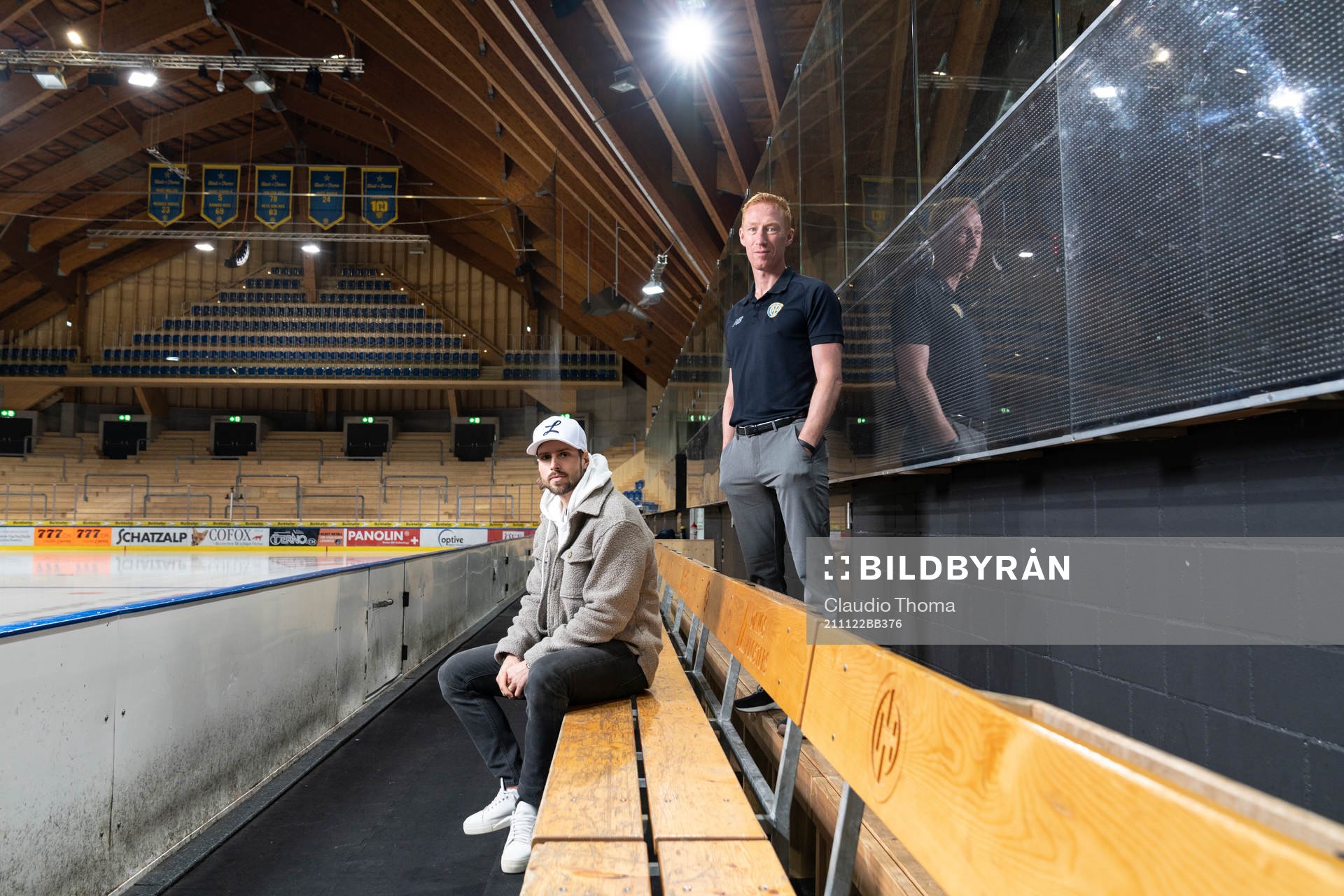 HC Davos Mathias Bromé och assisterande tränare Jörgen