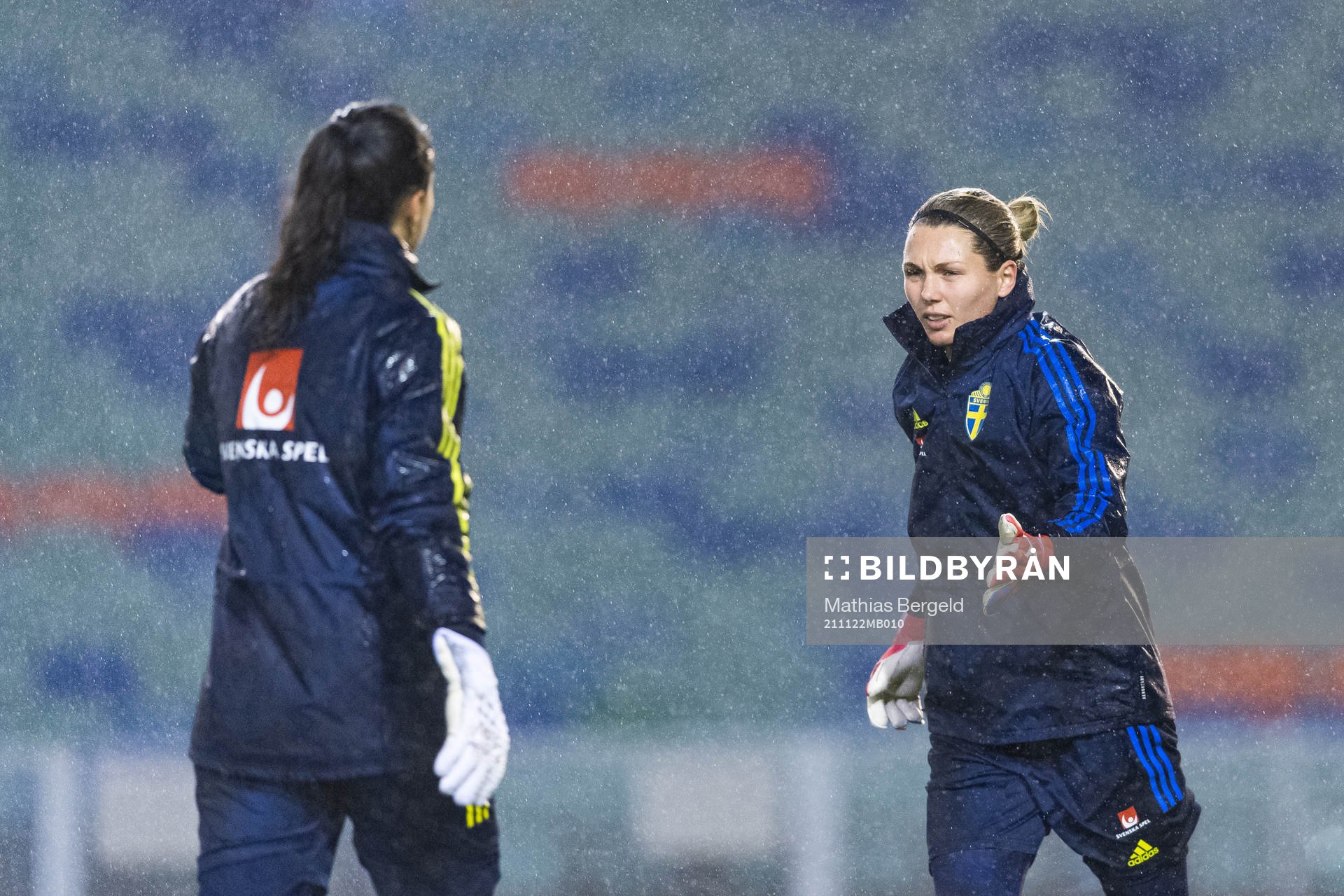Goalkeeper Zecira Musovic and goalkeeper Jennifer Falk of
