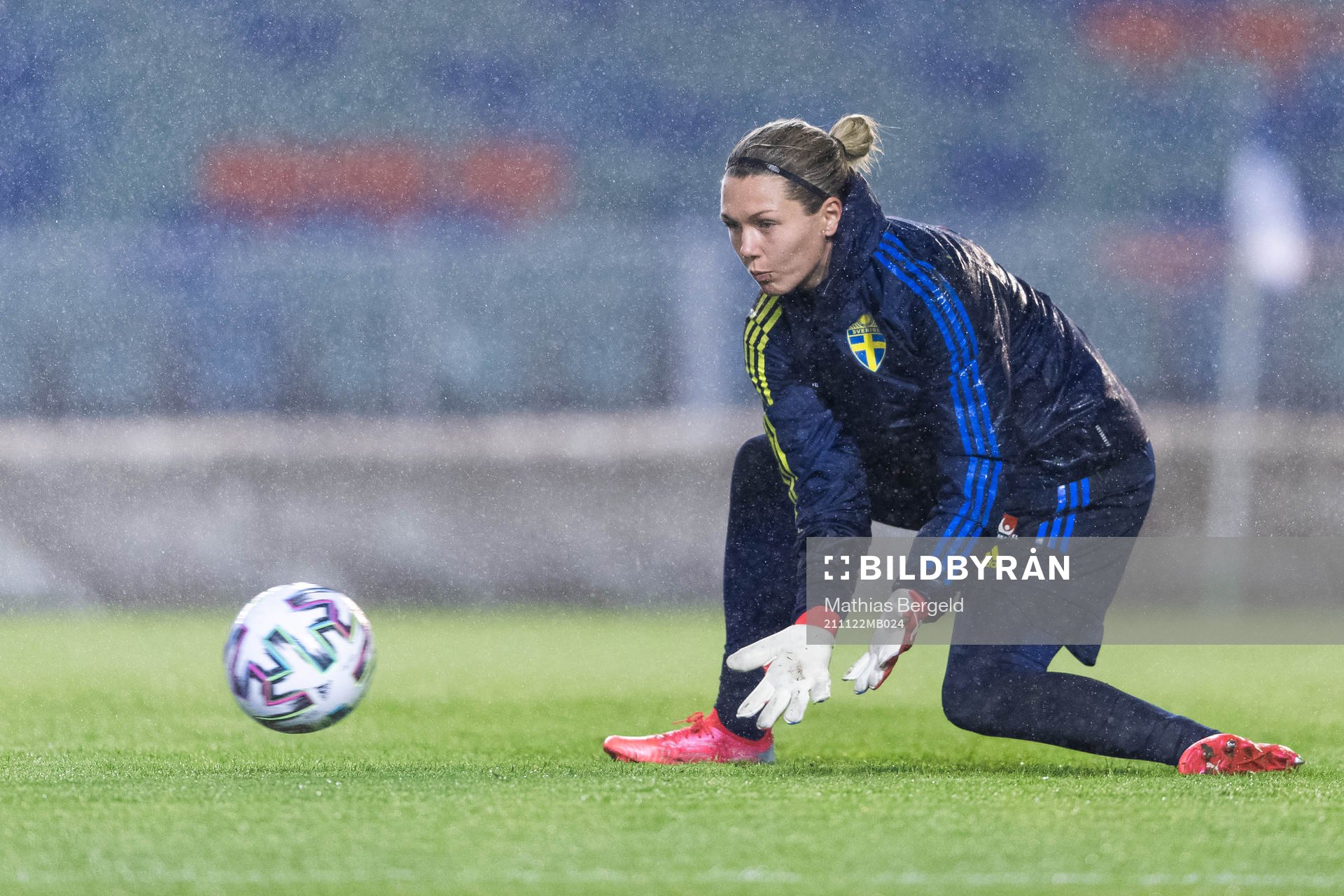 Goalkeeper Jennifer Falk of the Swedish women's national